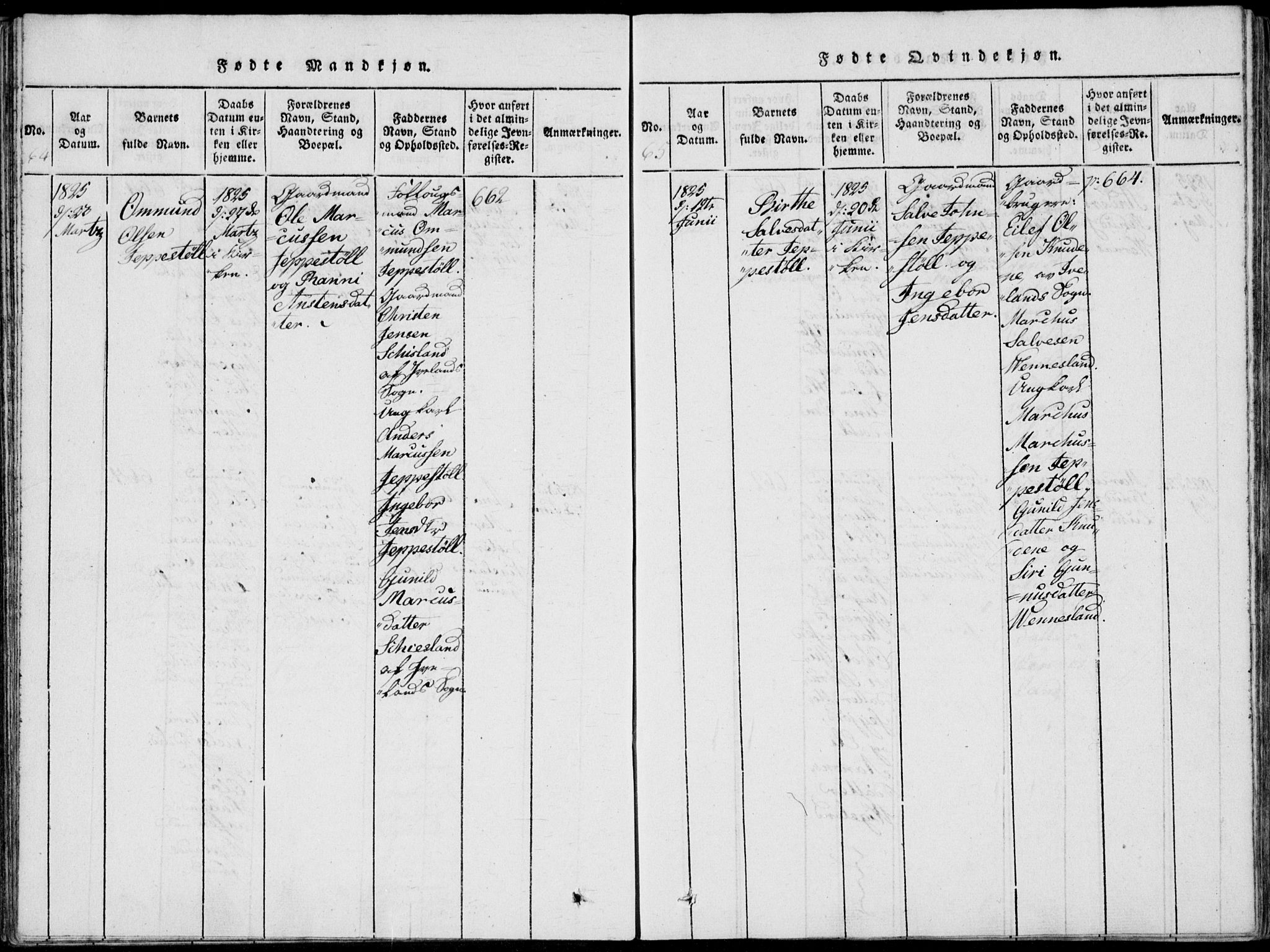 Vennesla sokneprestkontor, SAK/1111-0045/Fa/Fab/L0003: Parish register (official) no. A 3, 1820-1834, p. 64-65