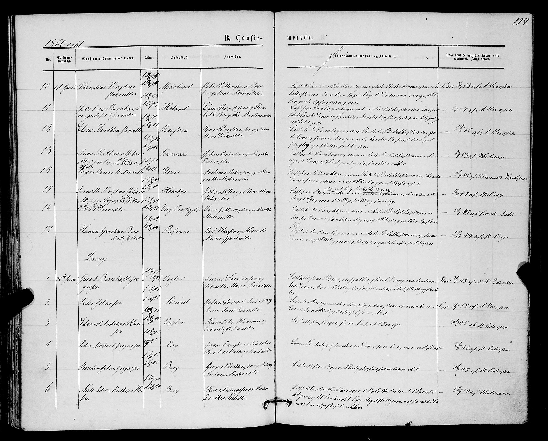 Kvæfjord sokneprestkontor, SATØ/S-1323/G/Ga/Gaa/L0004kirke: Parish register (official) no. 4, 1857-1877, p. 127