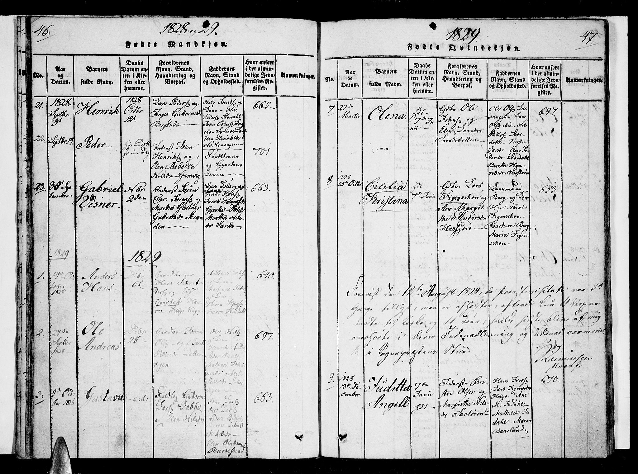 Karlsøy sokneprestembete, SATØ/S-1299/H/Ha/Haa/L0002kirke: Parish register (official) no. 2, 1823-1842, p. 46-47