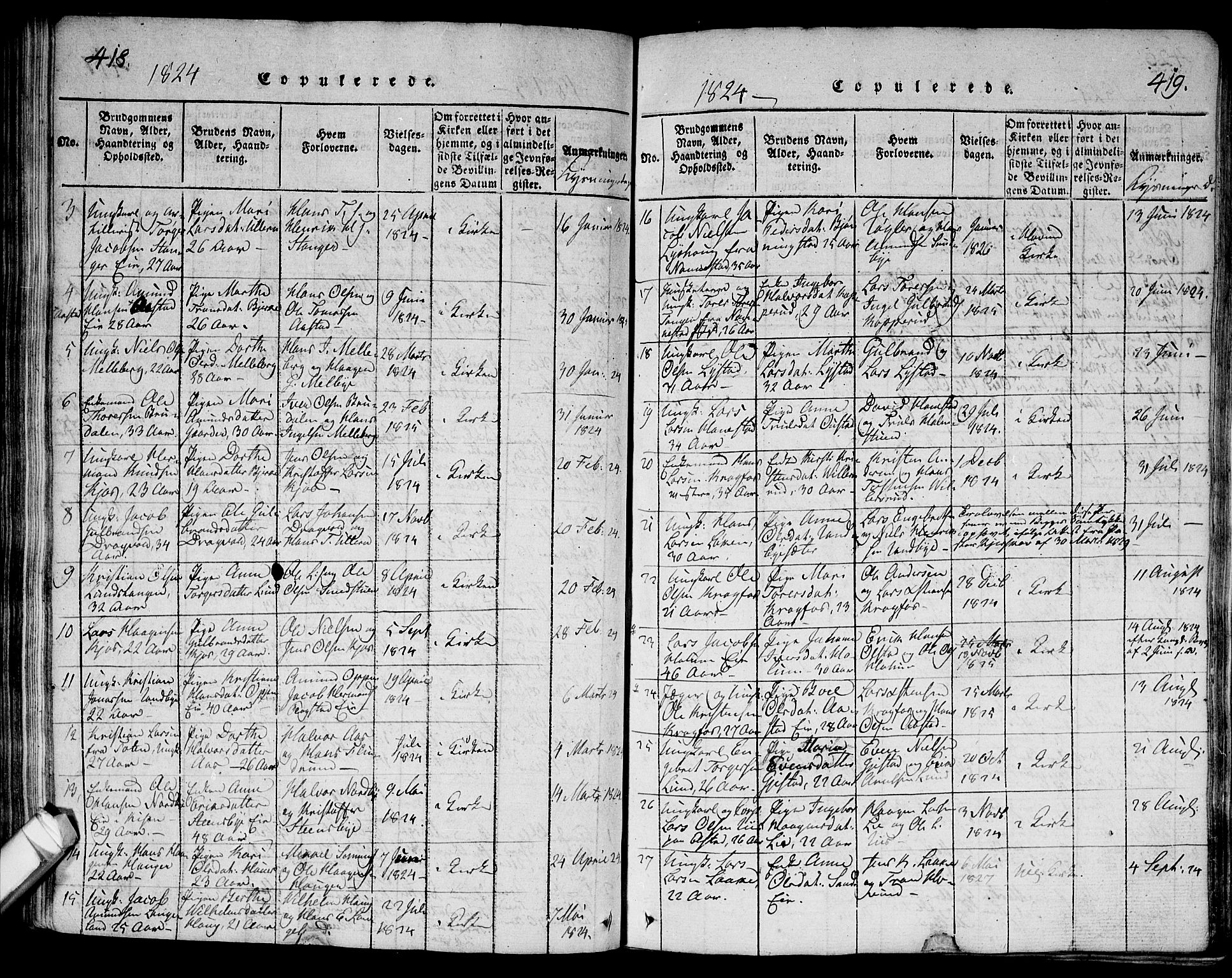 Ullensaker prestekontor Kirkebøker, SAO/A-10236a/G/Ga/L0001: Parish register (copy) no. I 1, 1815-1835, p. 418-419
