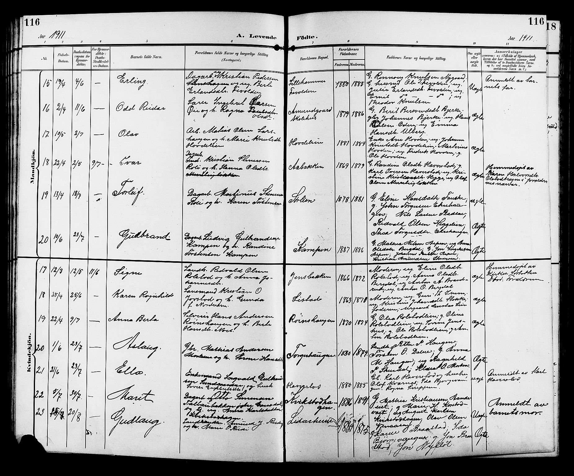 Sør-Fron prestekontor, AV/SAH-PREST-010/H/Ha/Hab/L0004: Parish register (copy) no. 4, 1896-1911, p. 116