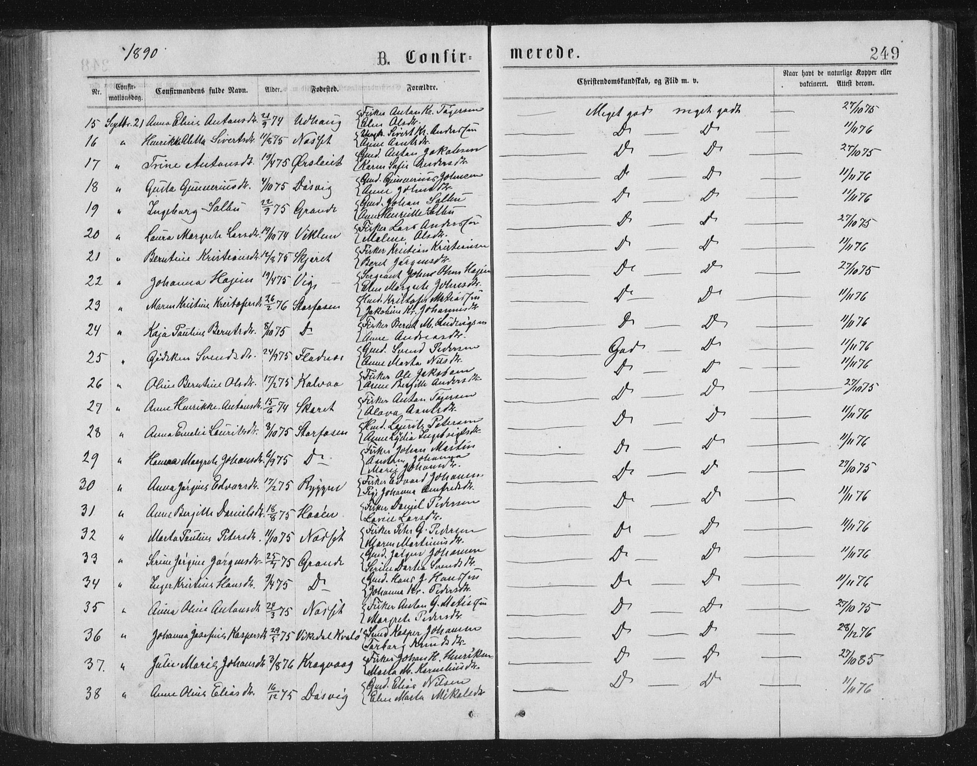 Ministerialprotokoller, klokkerbøker og fødselsregistre - Sør-Trøndelag, SAT/A-1456/659/L0745: Parish register (copy) no. 659C02, 1869-1892, p. 249