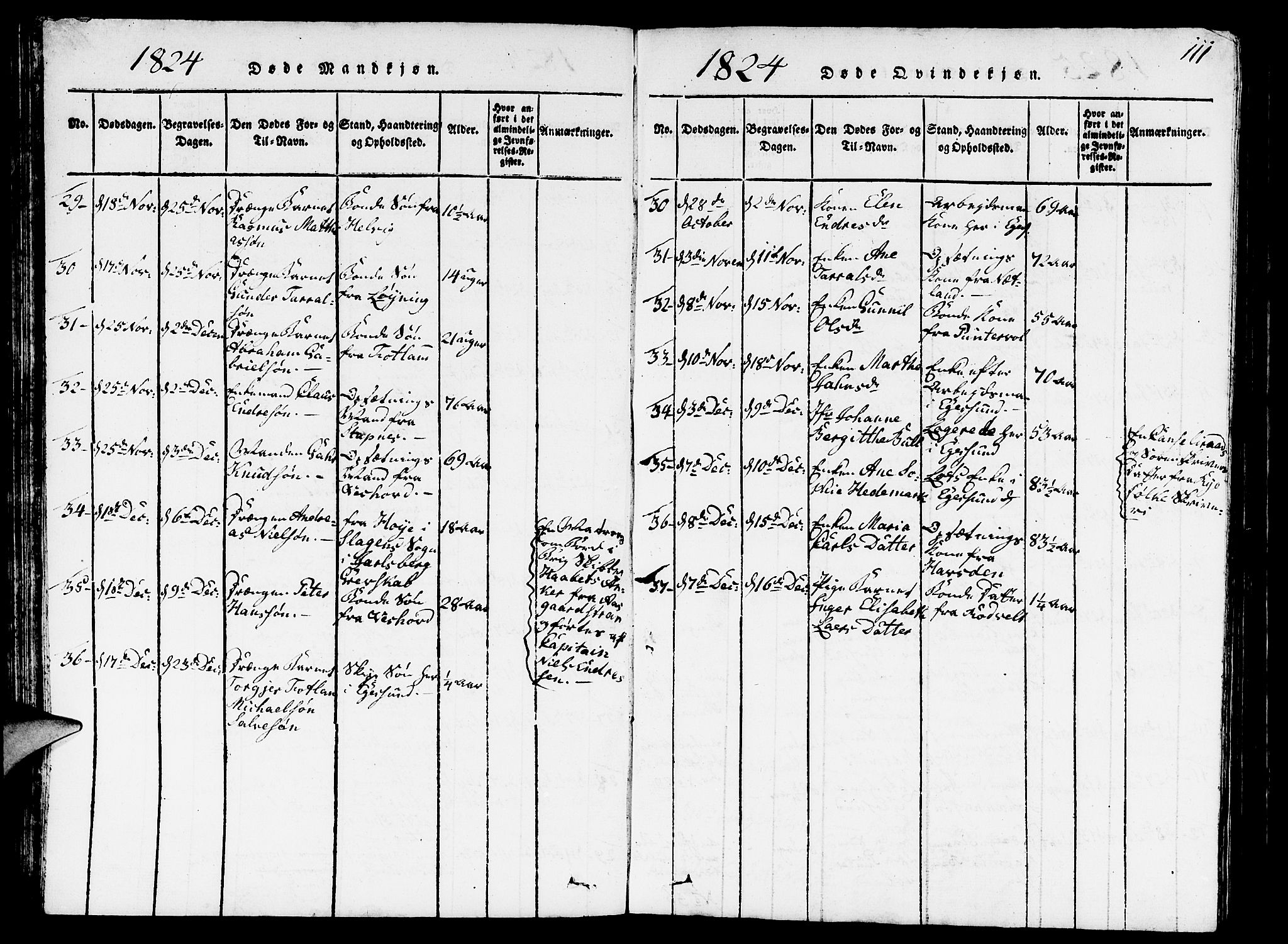 Eigersund sokneprestkontor, AV/SAST-A-101807/S09/L0001: Parish register (copy) no. B 1, 1815-1827, p. 111