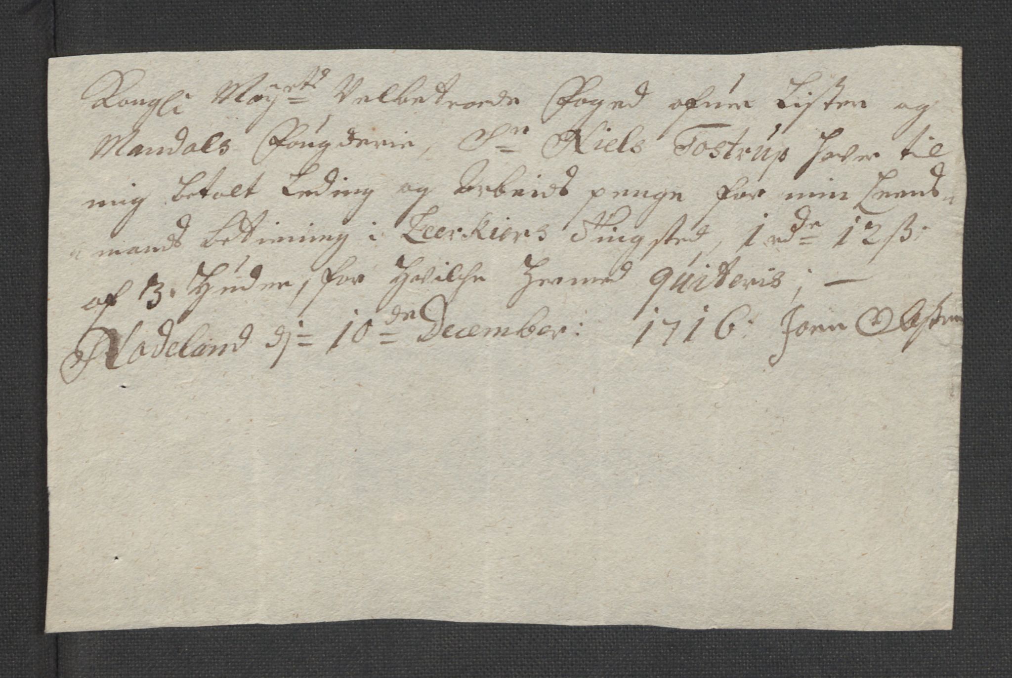 Rentekammeret inntil 1814, Reviderte regnskaper, Fogderegnskap, AV/RA-EA-4092/R43/L2560: Fogderegnskap Lista og Mandal, 1716, p. 208