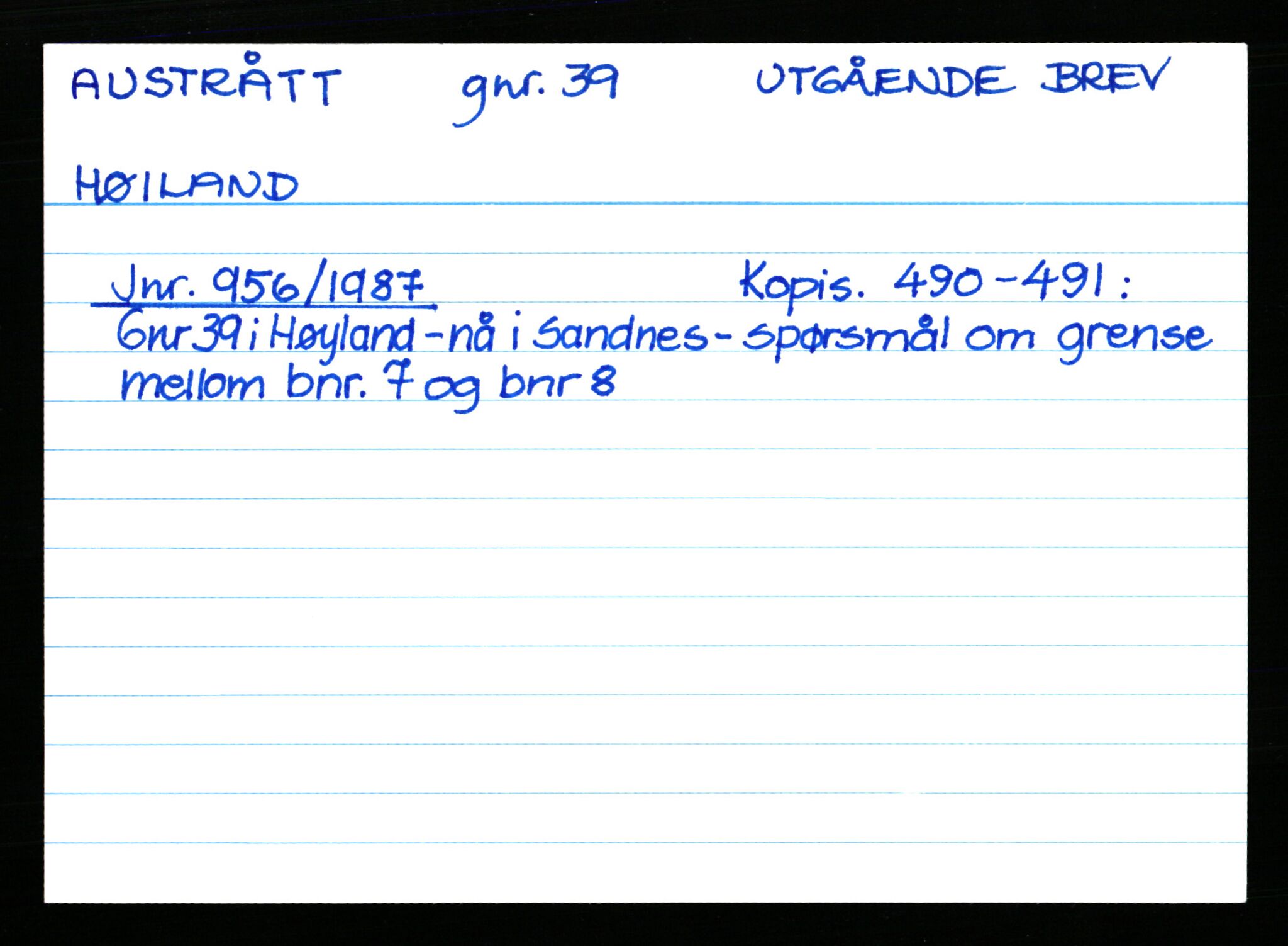 Statsarkivet i Stavanger, AV/SAST-A-101971/03/Y/Yk/L0002: Registerkort sortert etter gårdsnavn: Auglend - Bakkevik, 1750-1930, p. 440