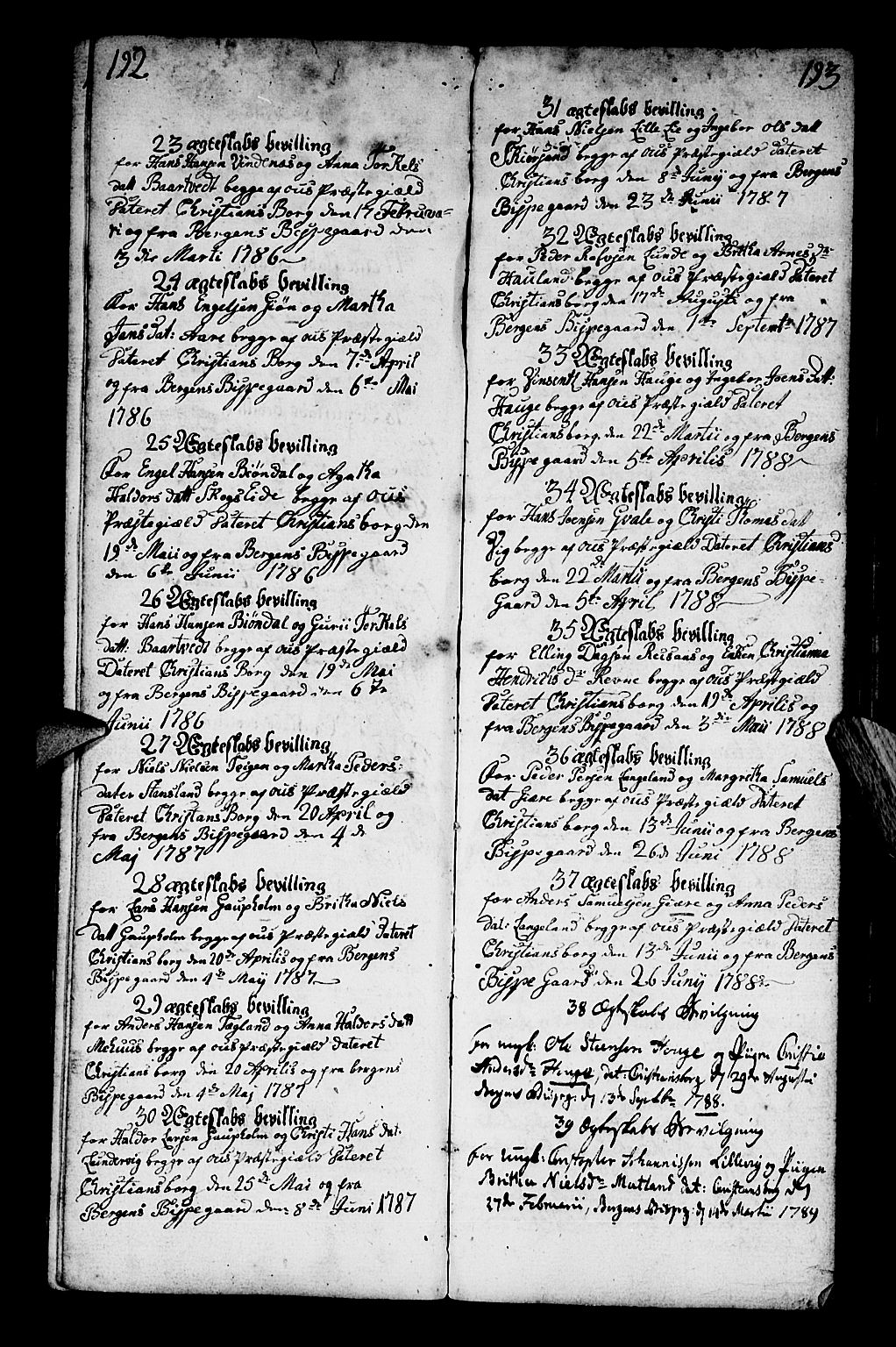 Os sokneprestembete, AV/SAB-A-99929: Parish register (official) no. A 13, 1783-1810, p. 192-193