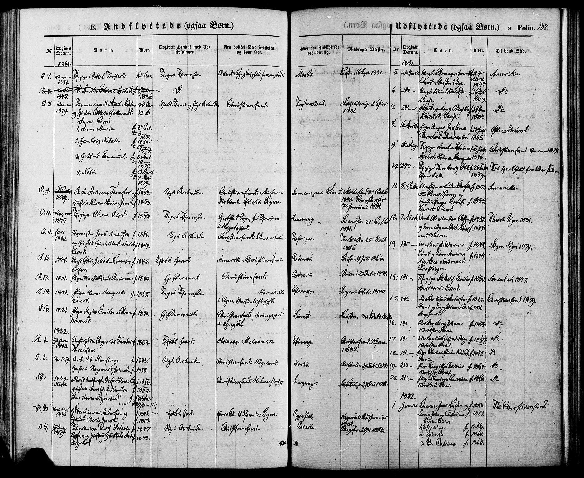 Oddernes sokneprestkontor, SAK/1111-0033/F/Fa/Fab/L0001: Parish register (official) no. A 1, 1865-1884, p. 187