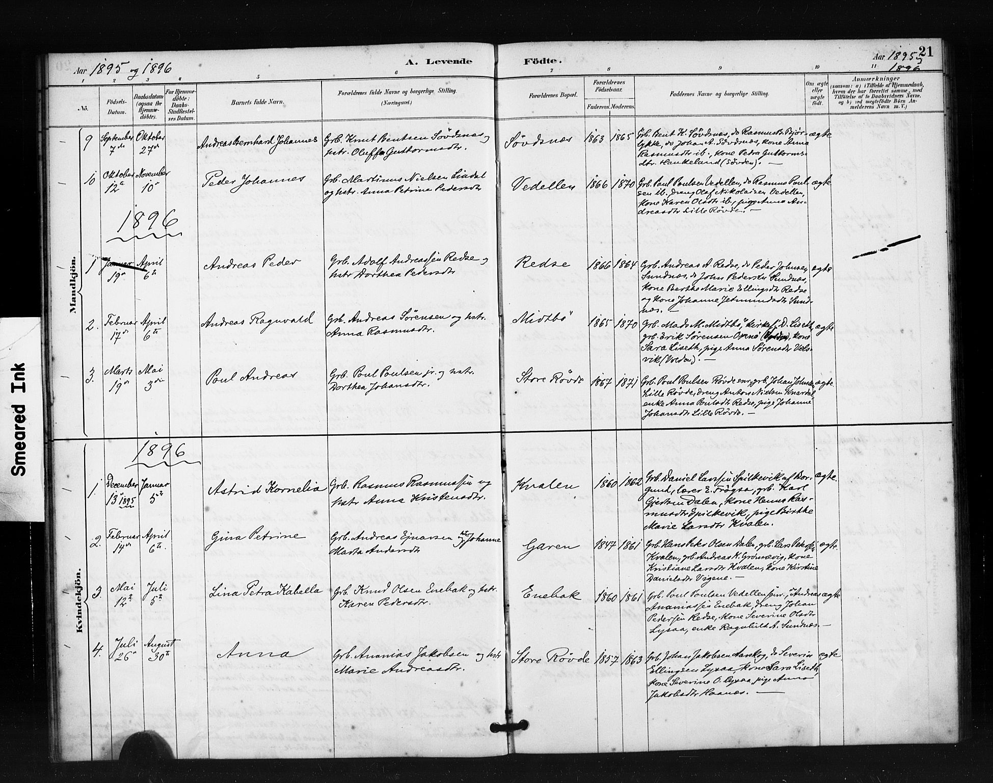 Ministerialprotokoller, klokkerbøker og fødselsregistre - Møre og Romsdal, AV/SAT-A-1454/504/L0056: Parish register (official) no. 504A03, 1884-1904, p. 21