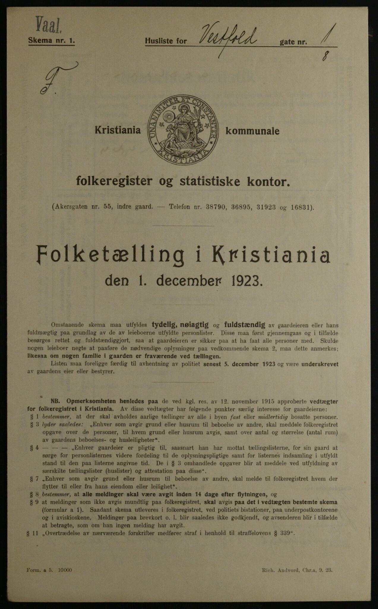 OBA, Municipal Census 1923 for Kristiania, 1923, p. 135194