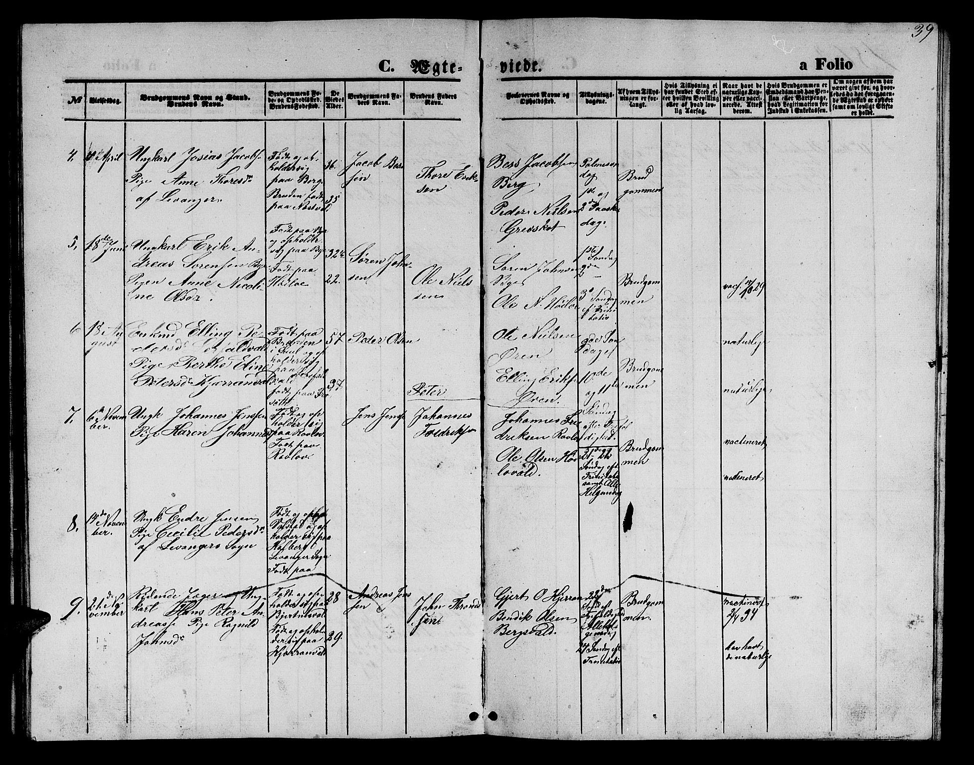 Ministerialprotokoller, klokkerbøker og fødselsregistre - Nord-Trøndelag, SAT/A-1458/726/L0270: Parish register (copy) no. 726C01, 1858-1868, p. 39