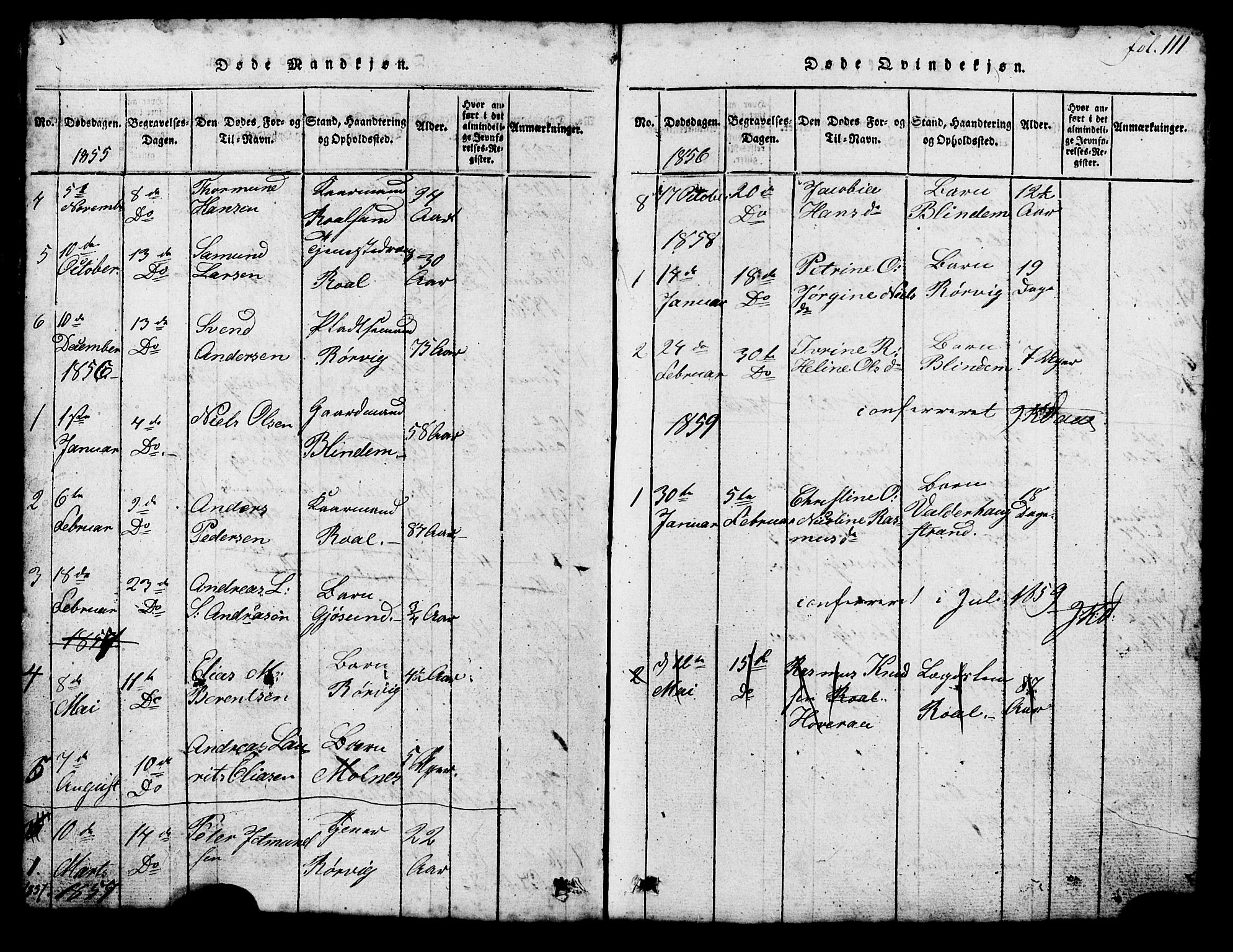 Ministerialprotokoller, klokkerbøker og fødselsregistre - Møre og Romsdal, AV/SAT-A-1454/537/L0520: Parish register (copy) no. 537C01, 1819-1868, p. 111