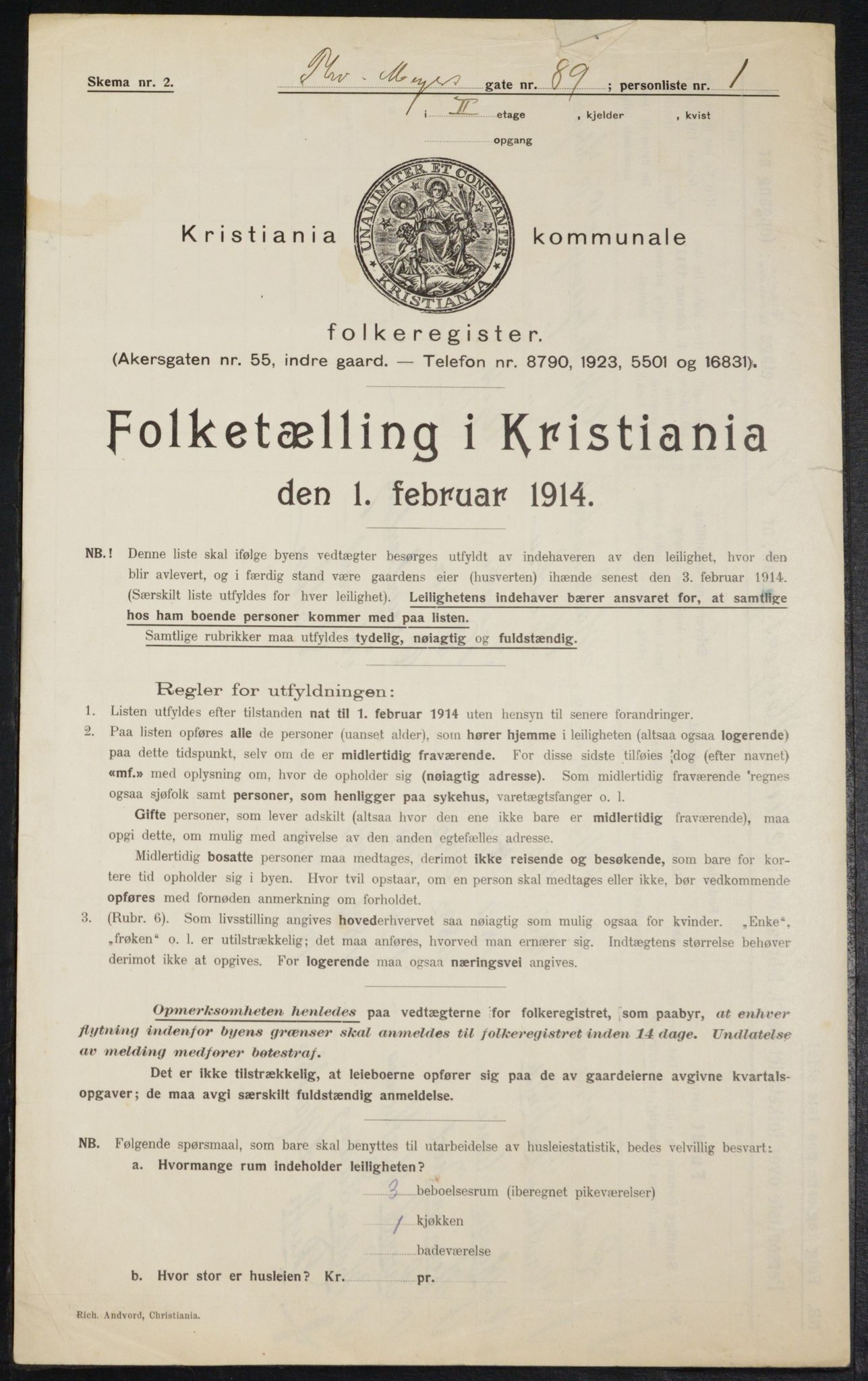 OBA, Municipal Census 1914 for Kristiania, 1914, p. 112227