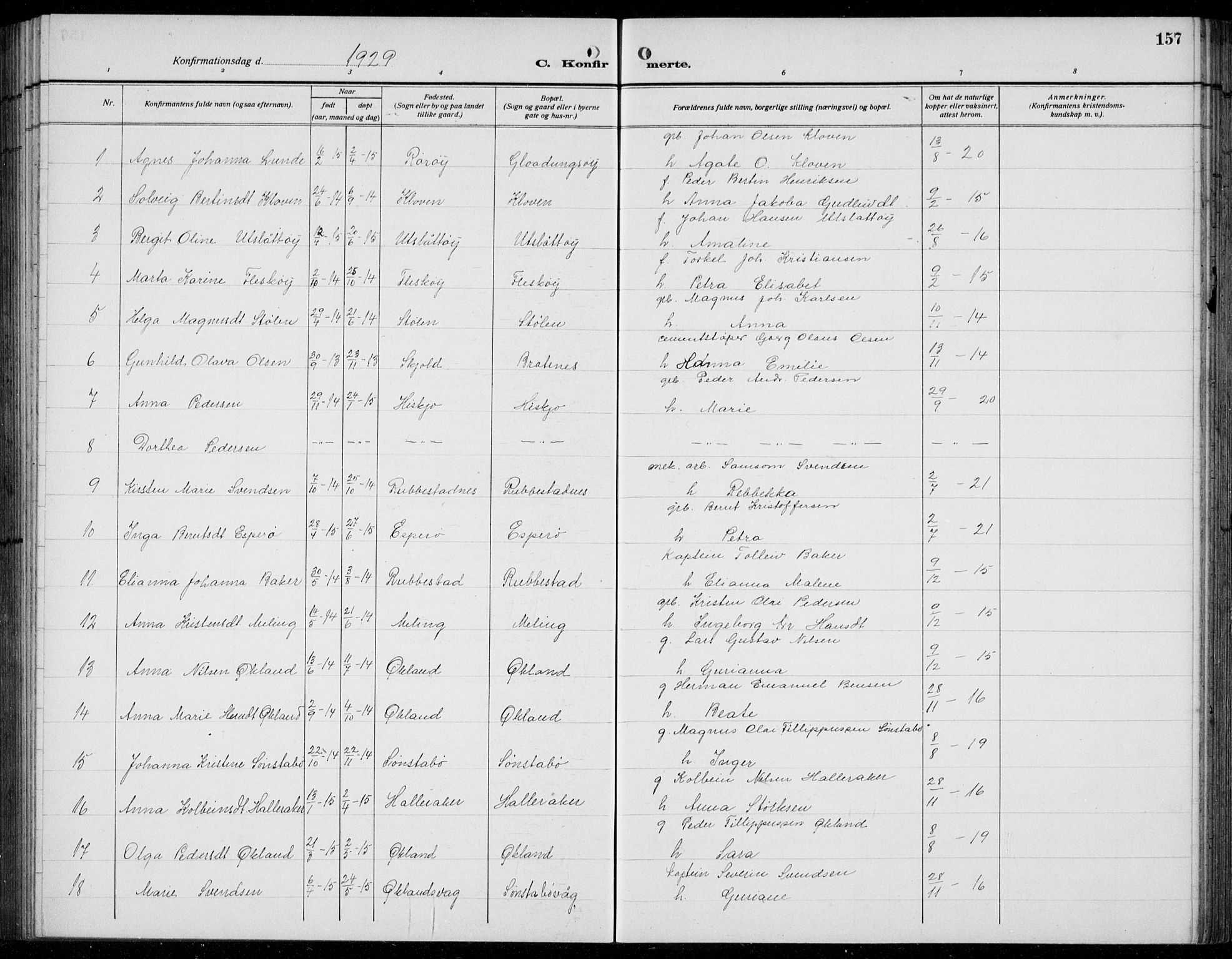 Finnås sokneprestembete, AV/SAB-A-99925/H/Ha/Hab/Habb/L0006: Parish register (copy) no. B 6, 1920-1936, p. 157