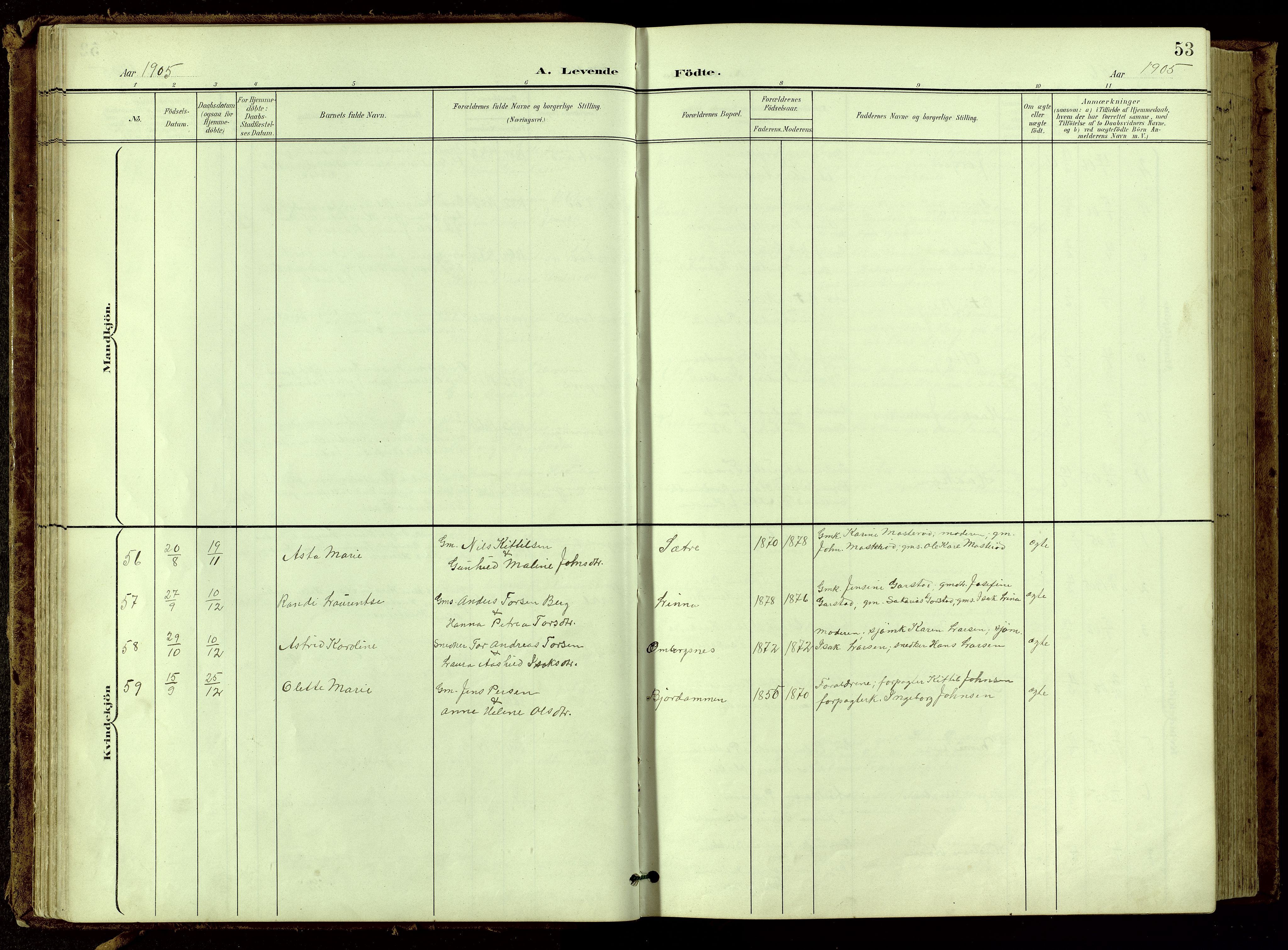 Bamble kirkebøker, SAKO/A-253/G/Ga/L0010: Parish register (copy) no. I 10, 1901-1919, p. 53