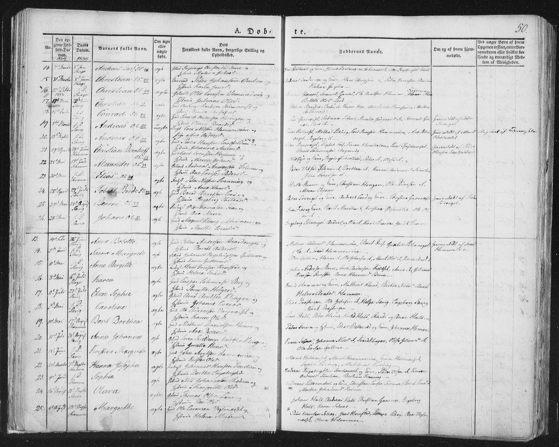 Ministerialprotokoller, klokkerbøker og fødselsregistre - Nord-Trøndelag, SAT/A-1458/764/L0551: Parish register (official) no. 764A07a, 1824-1864, p. 50