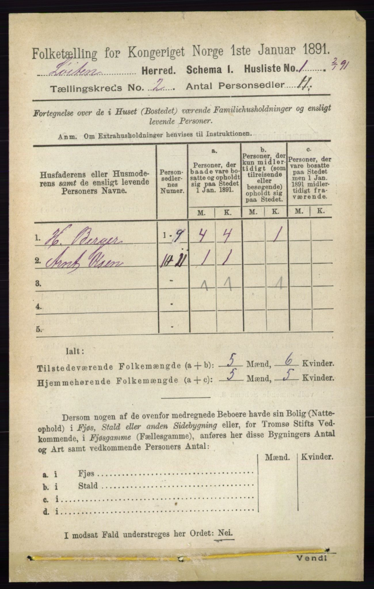 RA, 1891 census for 0415 Løten, 1891, p. 1373