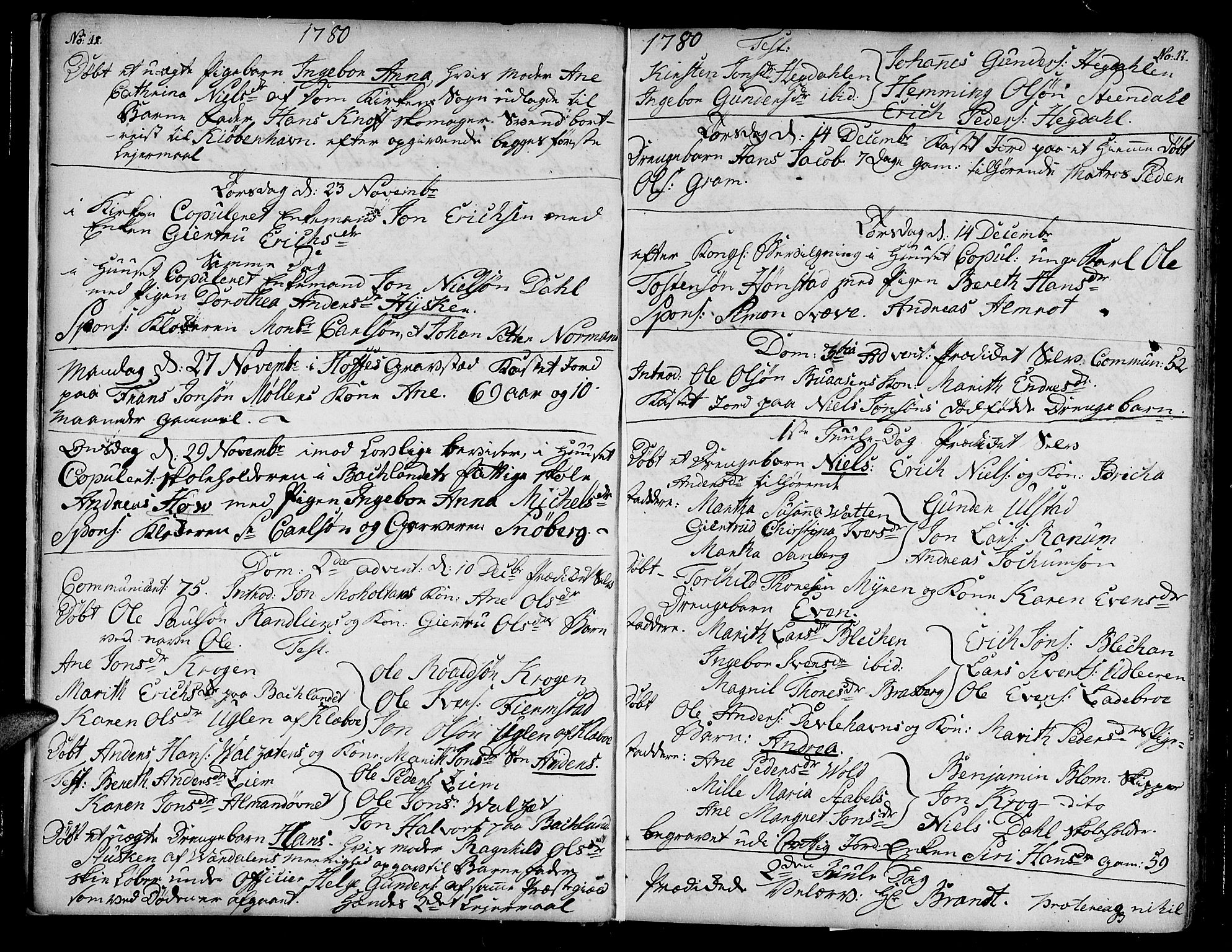 Ministerialprotokoller, klokkerbøker og fødselsregistre - Sør-Trøndelag, SAT/A-1456/604/L0180: Parish register (official) no. 604A01, 1780-1797, p. 11-12