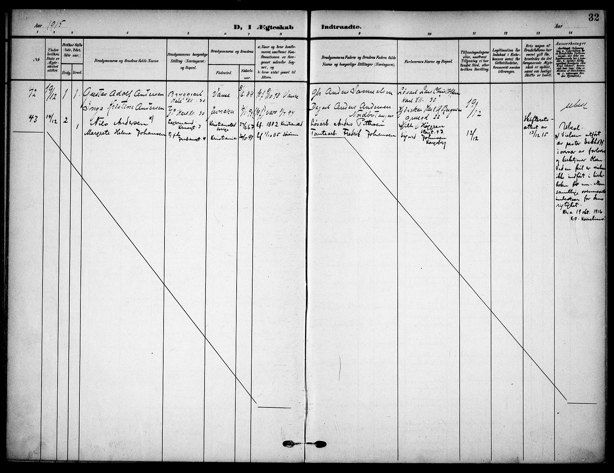 Vaterland prestekontor Kirkebøker, AV/SAO-A-10880/F/Fa/L0002: Parish register (official) no. 2, 1907-1921, p. 32