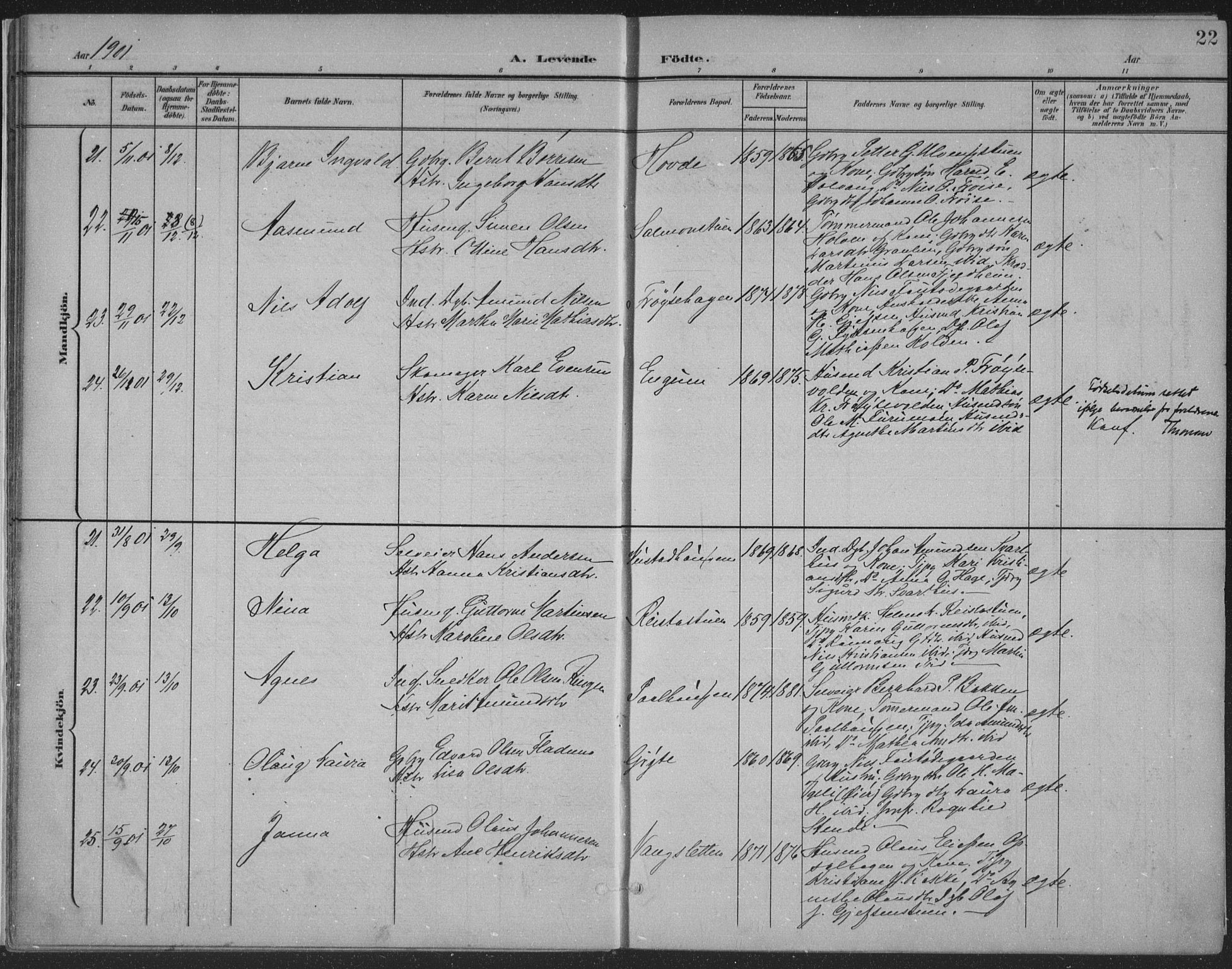 Østre Gausdal prestekontor, SAH/PREST-092/H/Ha/Haa/L0004: Parish register (official) no. 4, 1898-1914, p. 22