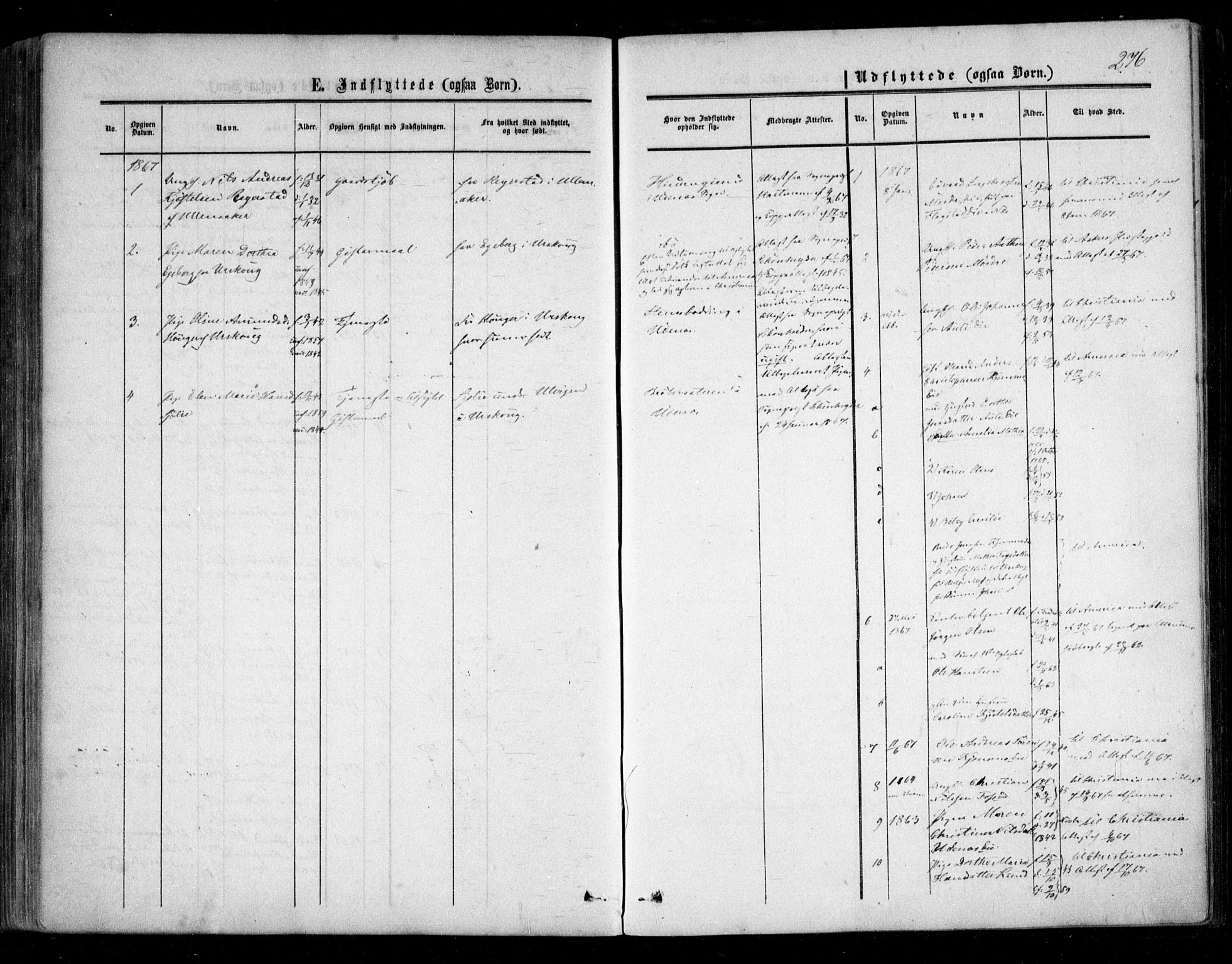 Nes prestekontor Kirkebøker, AV/SAO-A-10410/F/Fc/L0001: Parish register (official) no. III 1, 1859-1882, p. 276