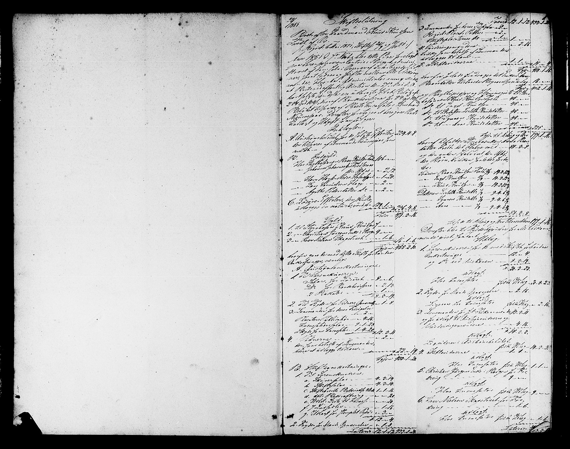 Midhordland sorenskriveri, AV/SAB-A-3001/1/H/Hd/L0002: Skifteutlodningsprotokoll, 1851-1857, p. 0b-1a