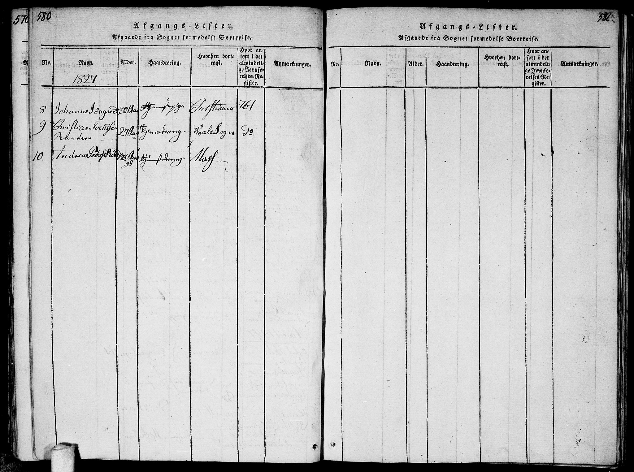 Vestby prestekontor Kirkebøker, AV/SAO-A-10893/F/Fa/L0005: Parish register (official) no. I 5, 1814-1827, p. 580-581