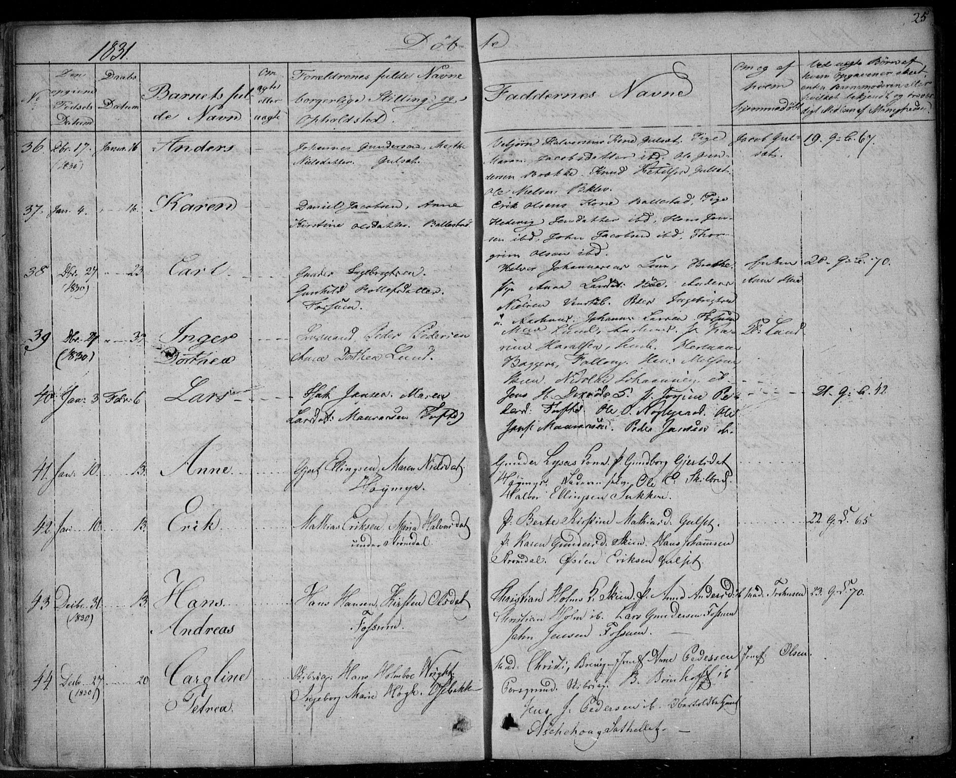 Gjerpen kirkebøker, AV/SAKO-A-265/F/Fa/L0006: Parish register (official) no. I 6, 1829-1834, p. 25