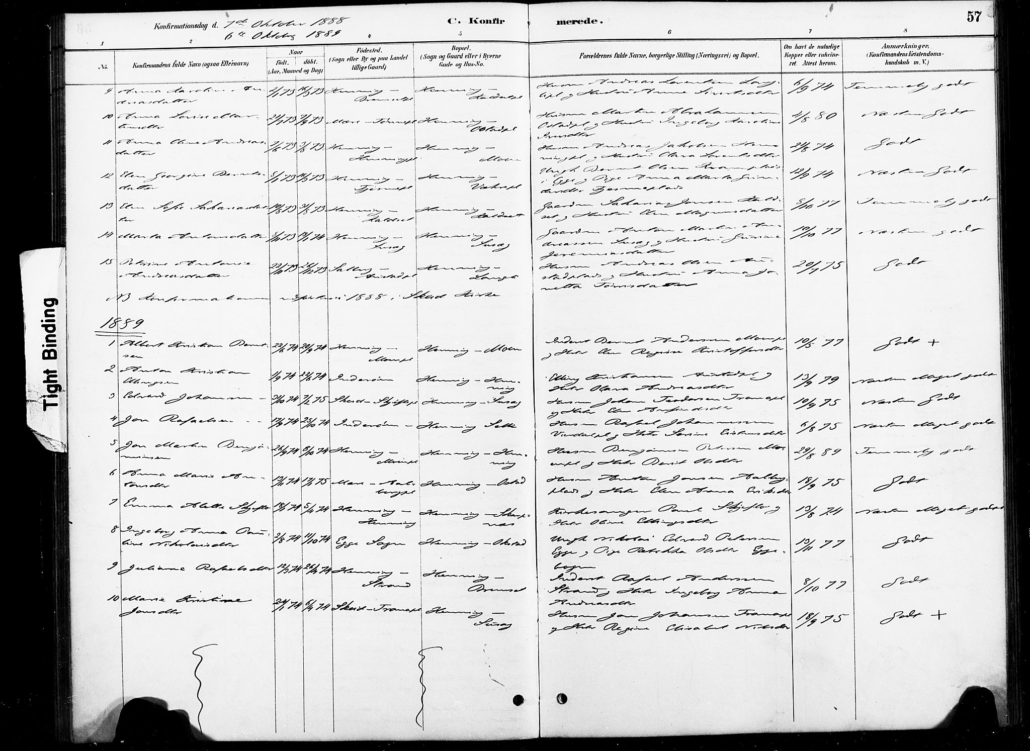 Ministerialprotokoller, klokkerbøker og fødselsregistre - Nord-Trøndelag, AV/SAT-A-1458/738/L0364: Parish register (official) no. 738A01, 1884-1902, p. 57