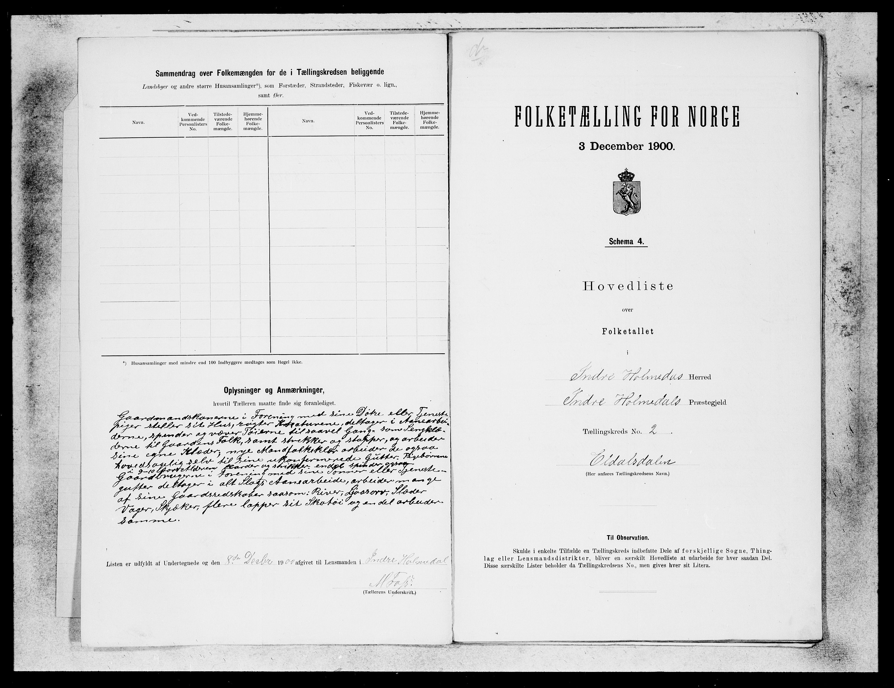 SAB, 1900 census for Indre Holmedal, 1900, p. 3