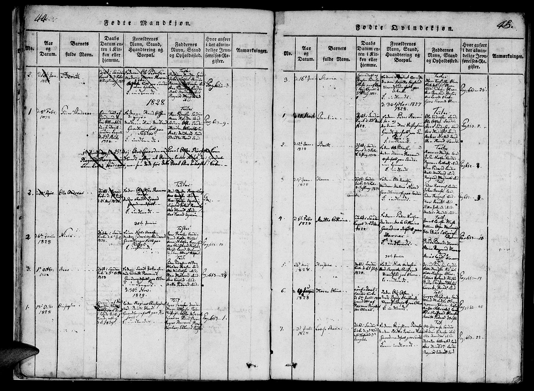 Ministerialprotokoller, klokkerbøker og fødselsregistre - Møre og Romsdal, SAT/A-1454/561/L0727: Parish register (official) no. 561A01, 1817-1858, p. 44-45