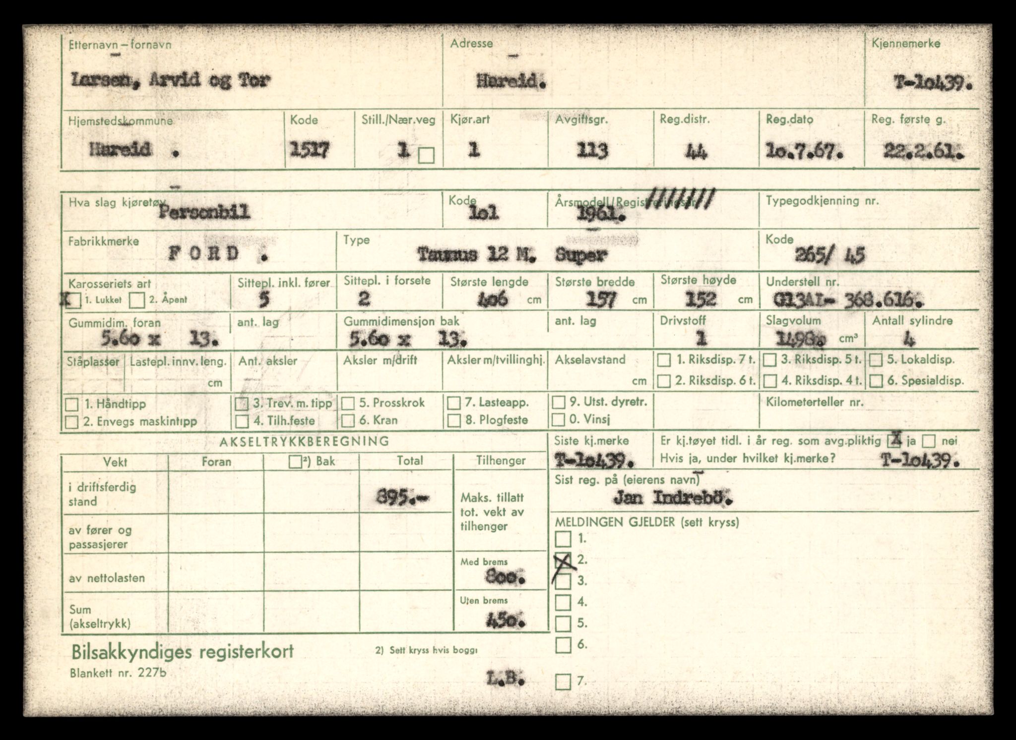 Møre og Romsdal vegkontor - Ålesund trafikkstasjon, AV/SAT-A-4099/F/Fe/L0020: Registreringskort for kjøretøy T 10351 - T 10470, 1927-1998, p. 2427