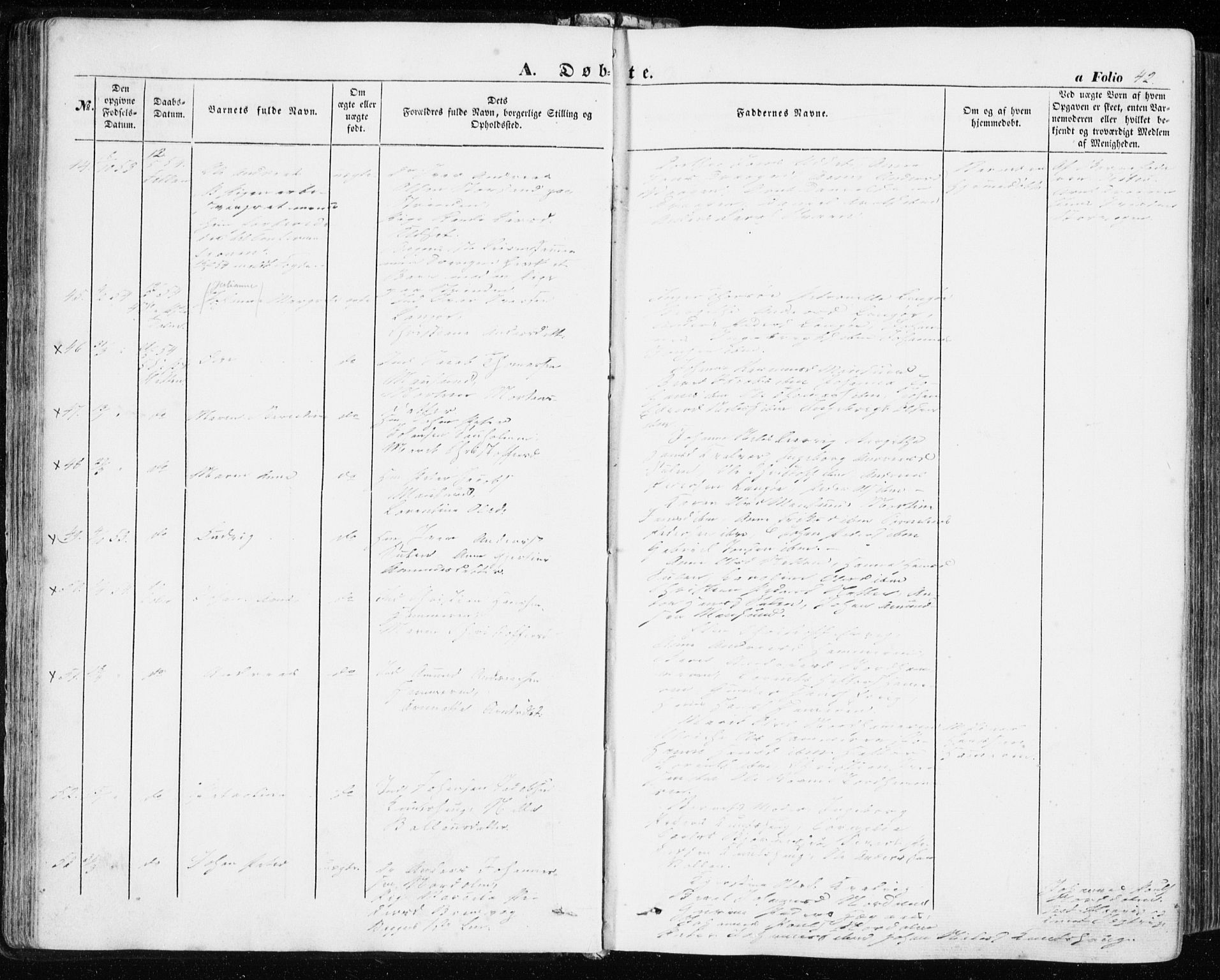 Ministerialprotokoller, klokkerbøker og fødselsregistre - Sør-Trøndelag, AV/SAT-A-1456/634/L0530: Parish register (official) no. 634A06, 1852-1860, p. 42