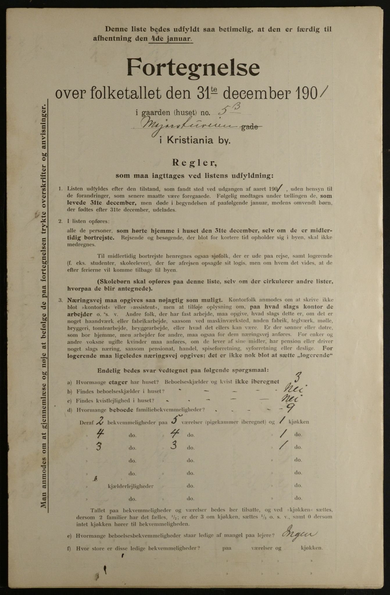 OBA, Municipal Census 1901 for Kristiania, 1901, p. 9194