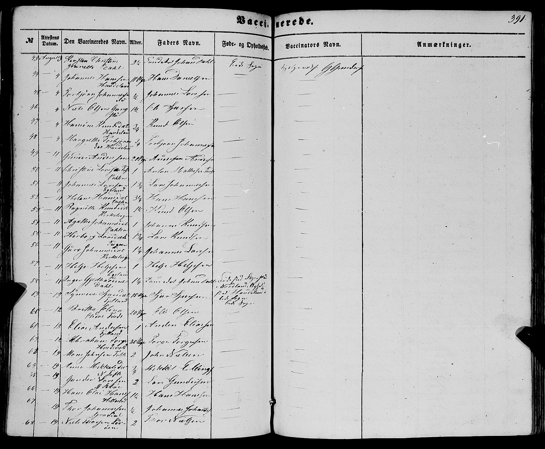 Fjelberg sokneprestembete, AV/SAB-A-75201/H/Haa: Parish register (official) no. A 7, 1851-1867, p. 391