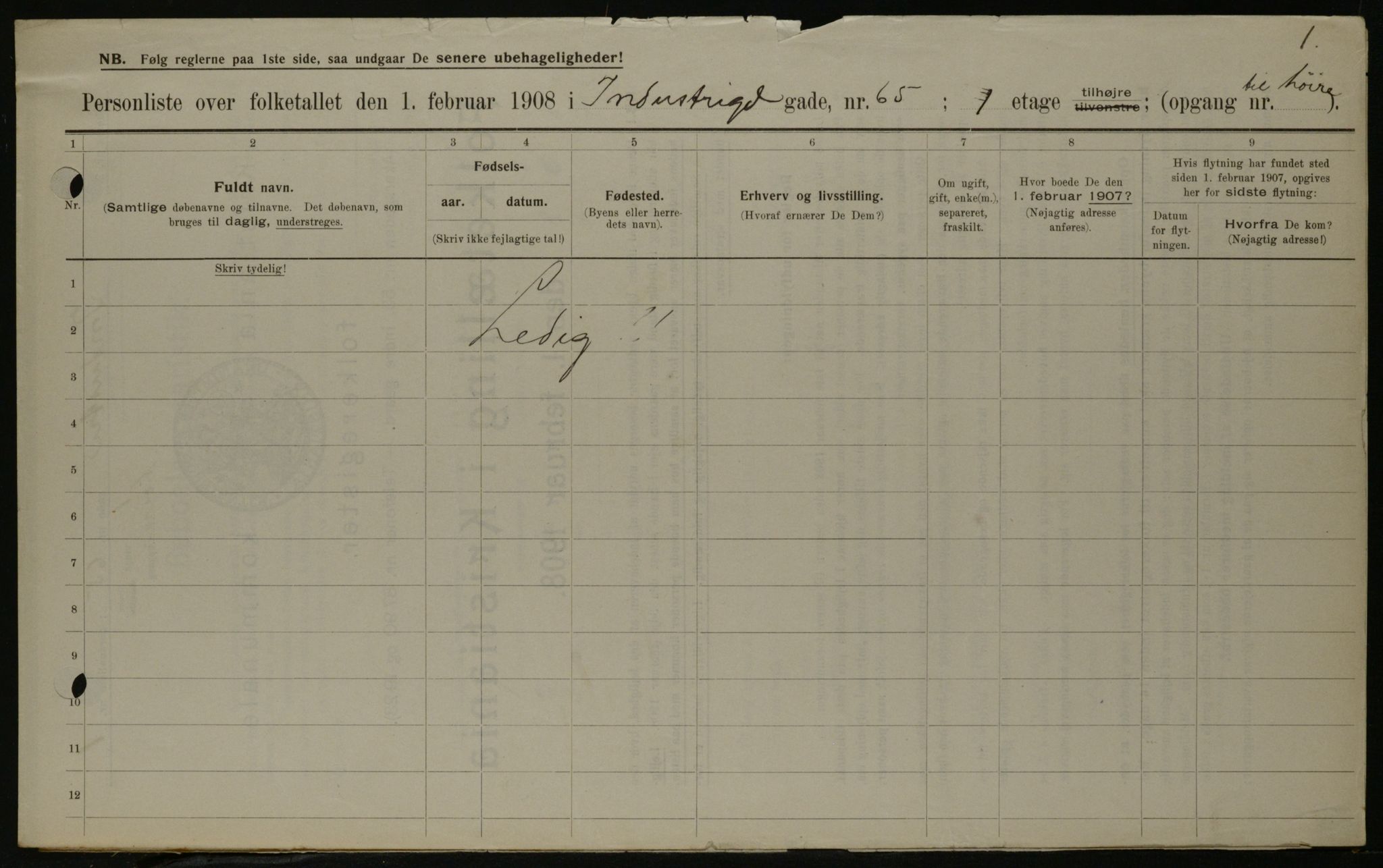 OBA, Municipal Census 1908 for Kristiania, 1908, p. 39246