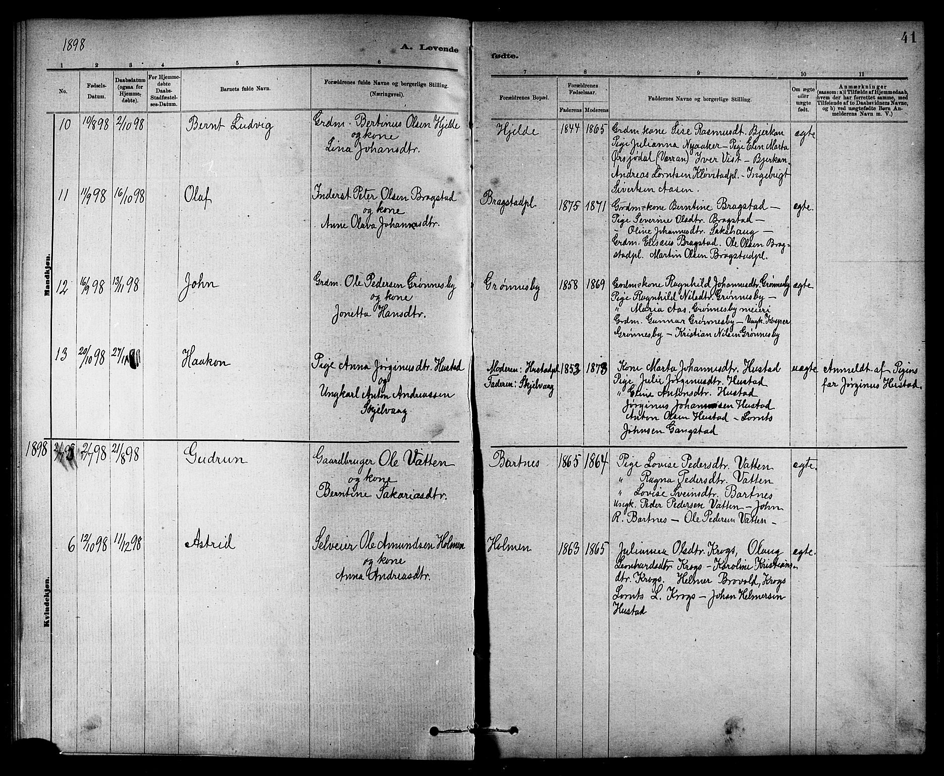 Ministerialprotokoller, klokkerbøker og fødselsregistre - Nord-Trøndelag, SAT/A-1458/732/L0318: Parish register (copy) no. 732C02, 1881-1911, p. 41