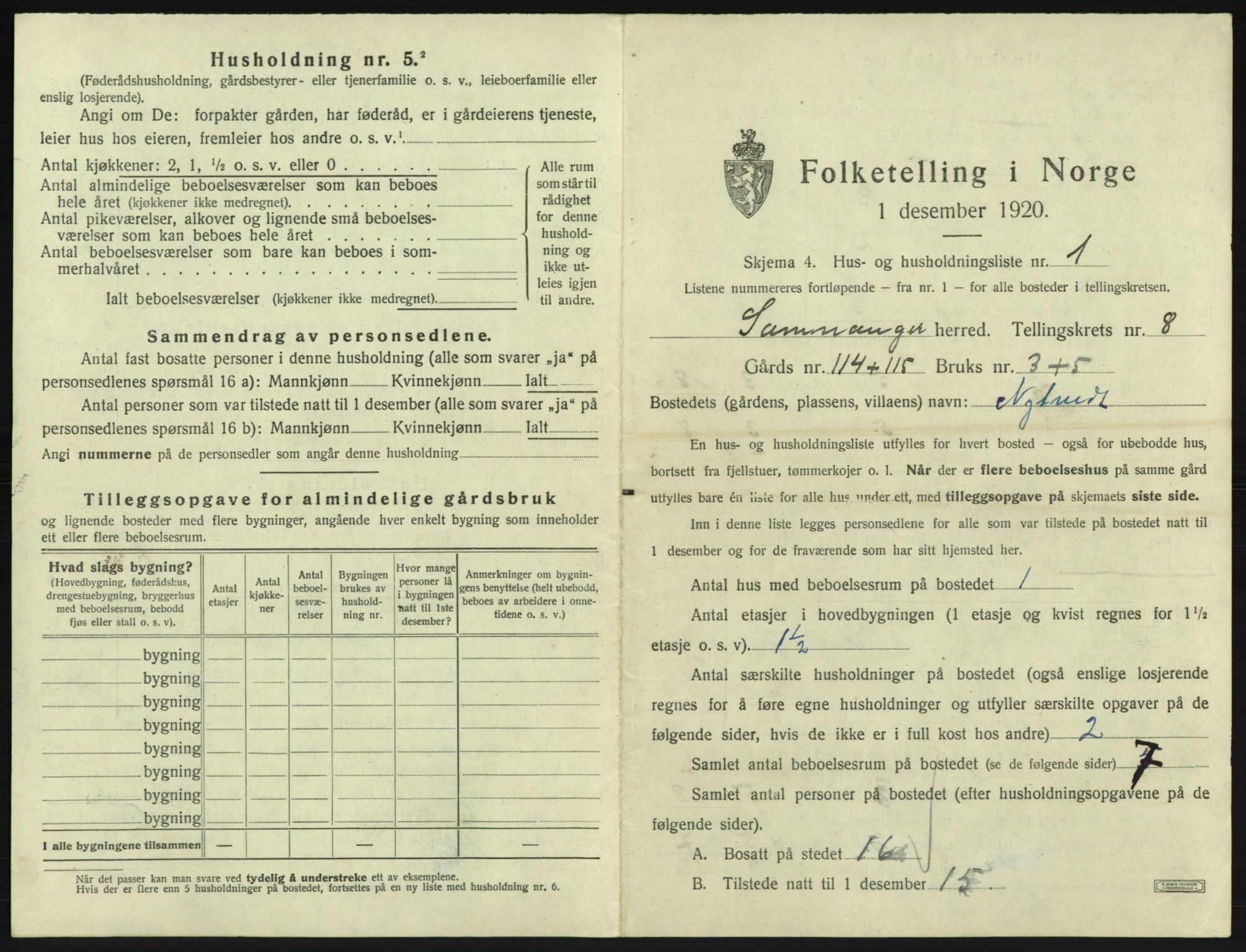 SAB, 1920 census for Samnanger, 1920, p. 459