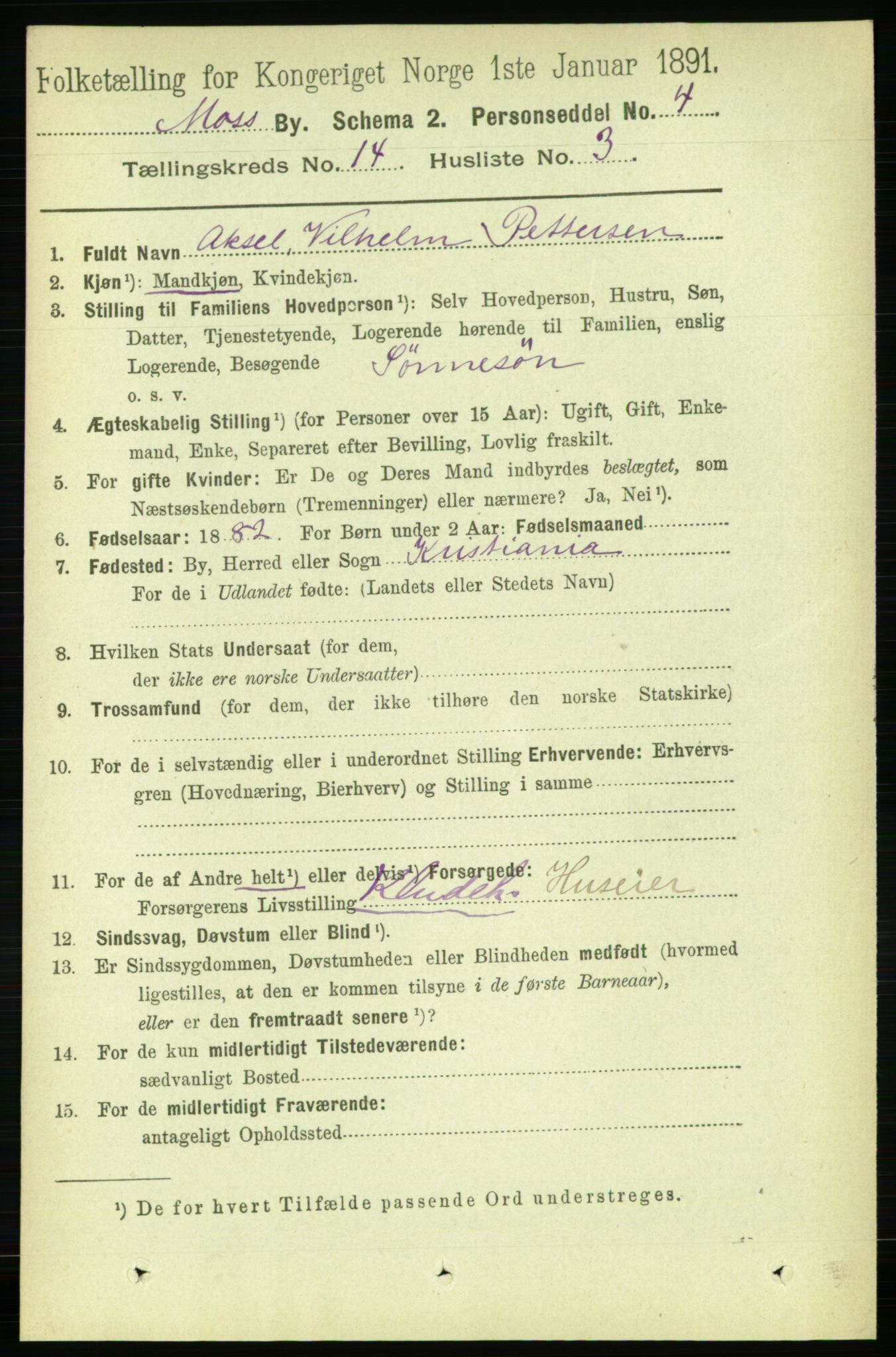 RA, 1891 census for 0104 Moss, 1891, p. 7030