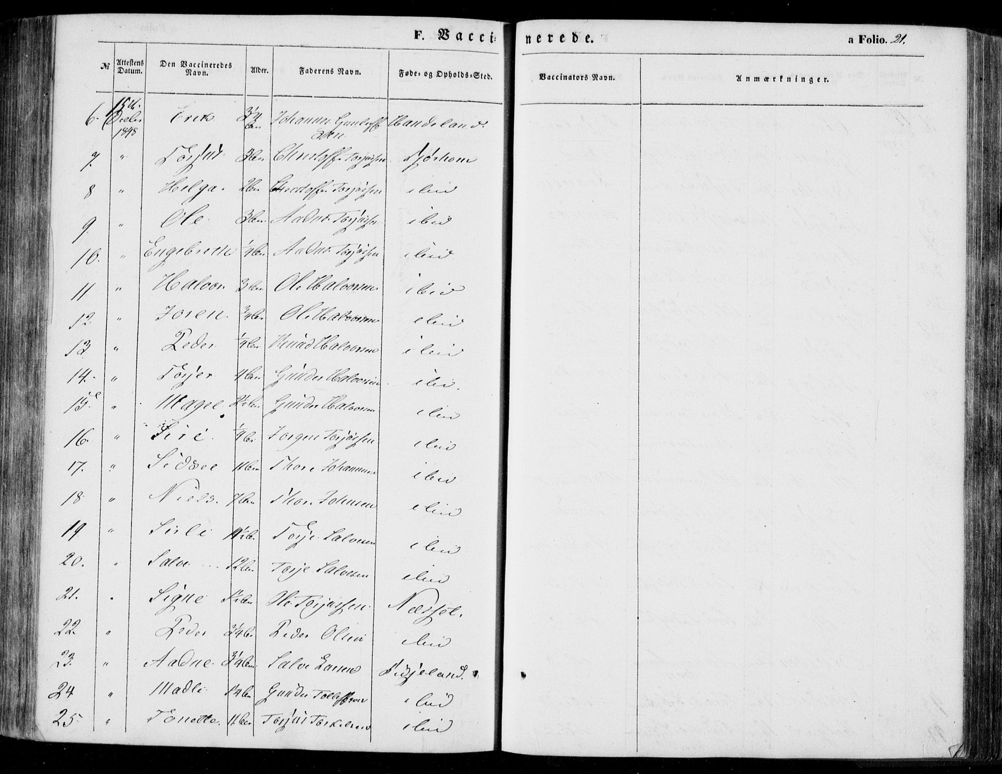 Bakke sokneprestkontor, AV/SAK-1111-0002/F/Fa/Faa/L0005: Parish register (official) no. A 5, 1847-1855, p. 21