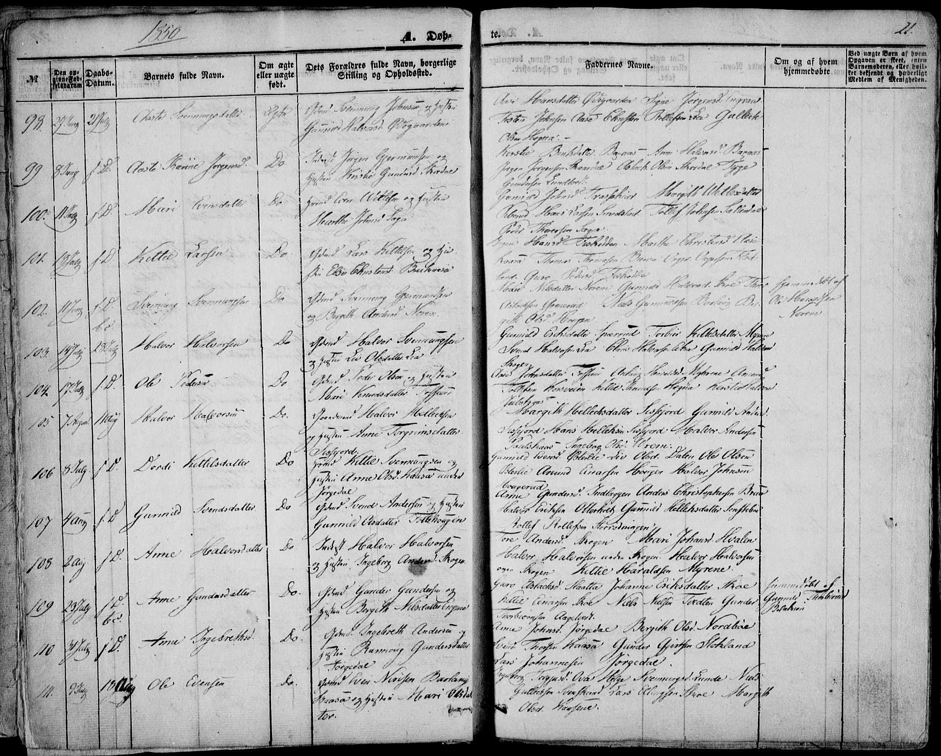 Bø kirkebøker, AV/SAKO-A-257/F/Fa/L0008: Parish register (official) no. 8, 1849-1861, p. 22