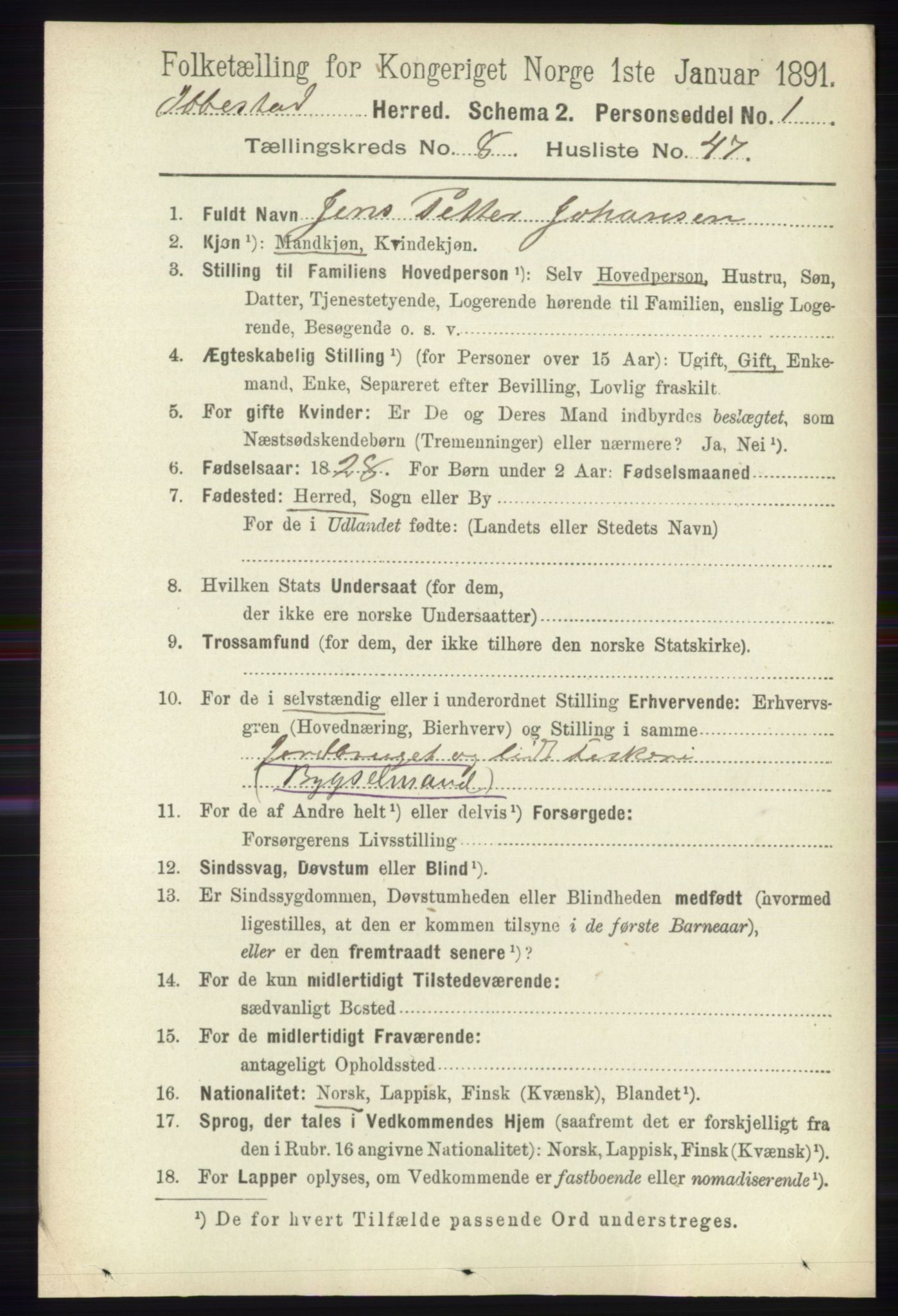 RA, 1891 census for 1917 Ibestad, 1891, p. 5503