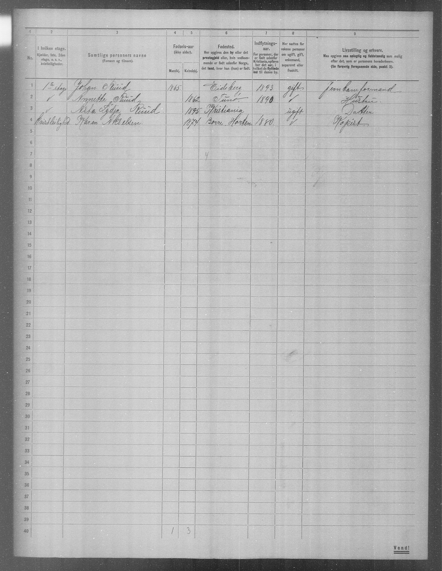 OBA, Municipal Census 1904 for Kristiania, 1904, p. 1254