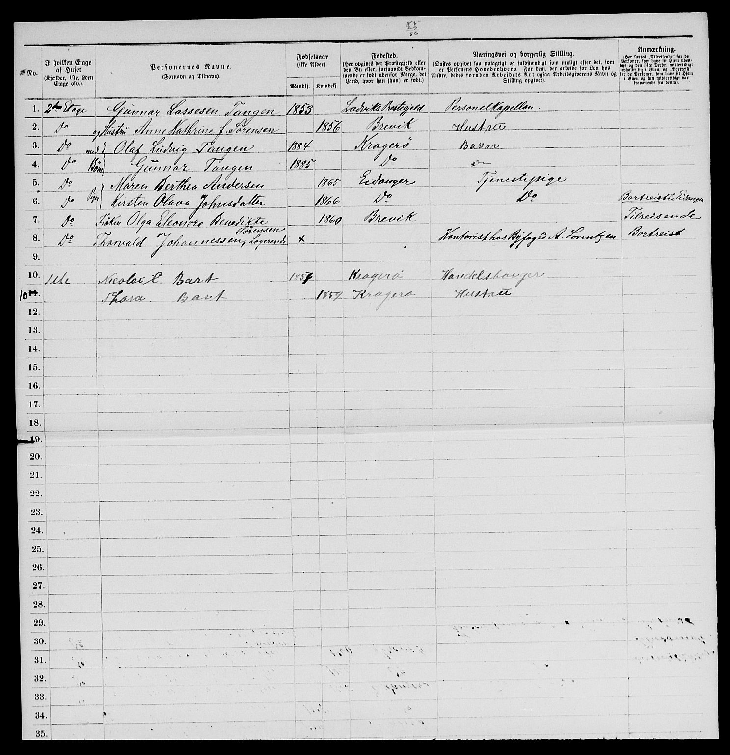 SAKO, 1885 census for 0801 Kragerø, 1885, p. 120