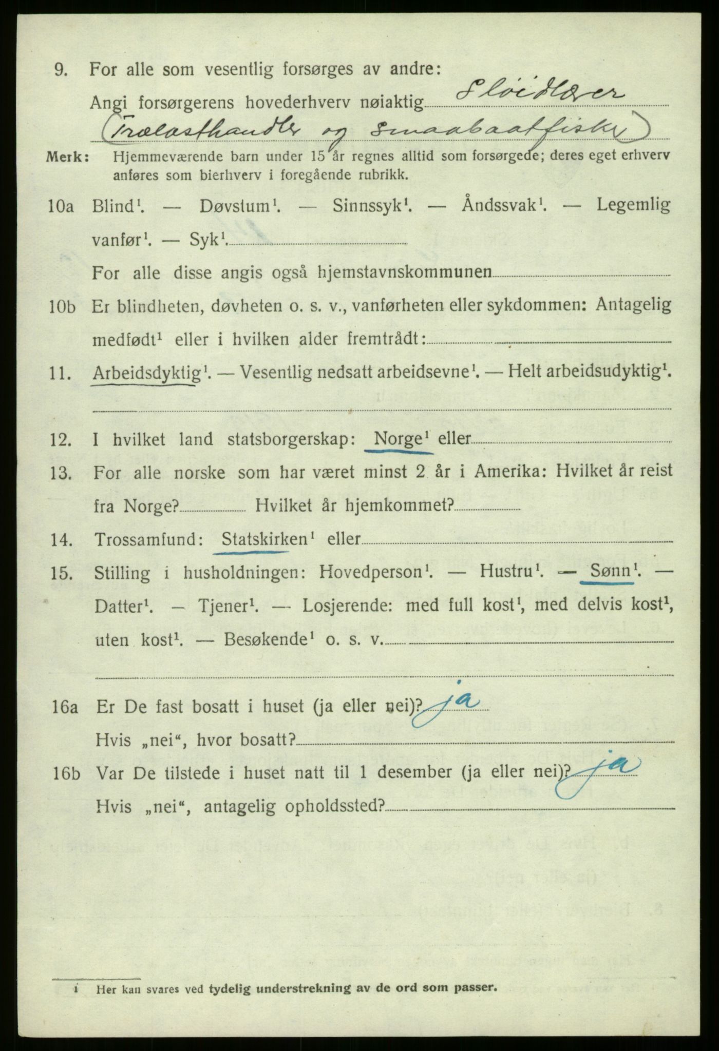 SAB, 1920 census for Selje, 1920, p. 5626