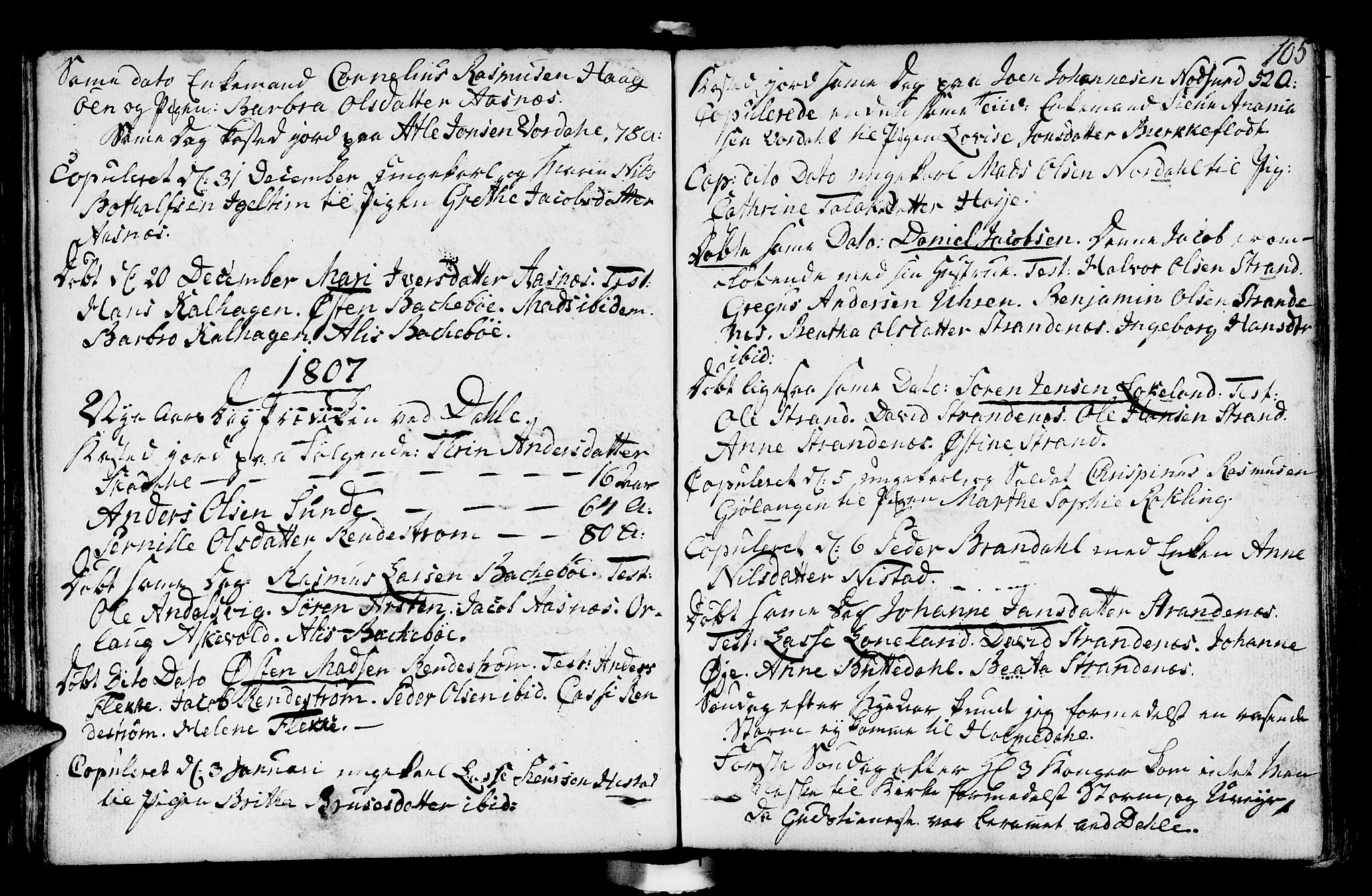 Fjaler sokneprestembete, SAB/A-79801/H/Haa/Haaa/L0003: Parish register (official) no. A 3, 1799-1814, p. 105