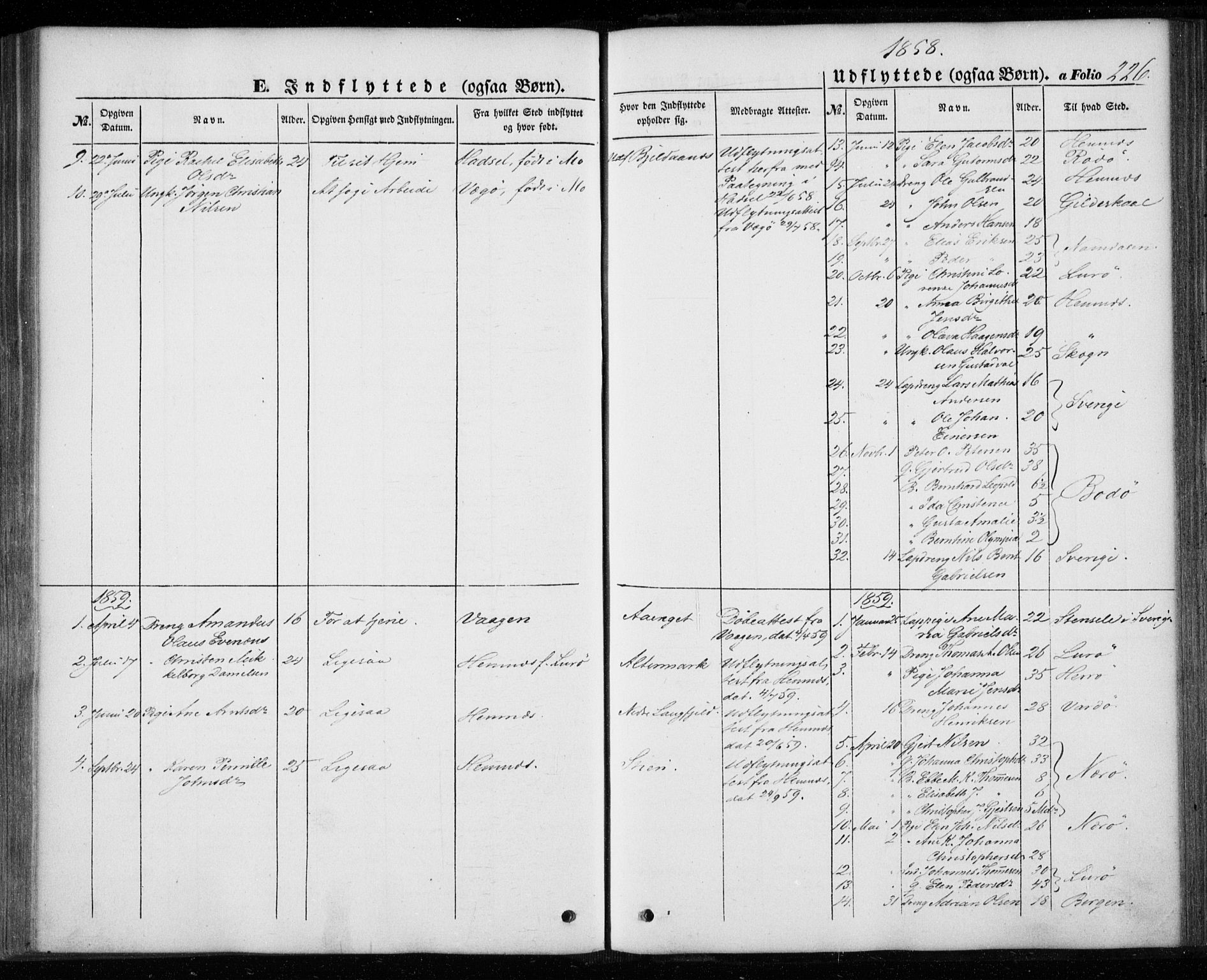 Ministerialprotokoller, klokkerbøker og fødselsregistre - Nordland, AV/SAT-A-1459/827/L0392: Parish register (official) no. 827A04, 1853-1866, p. 226