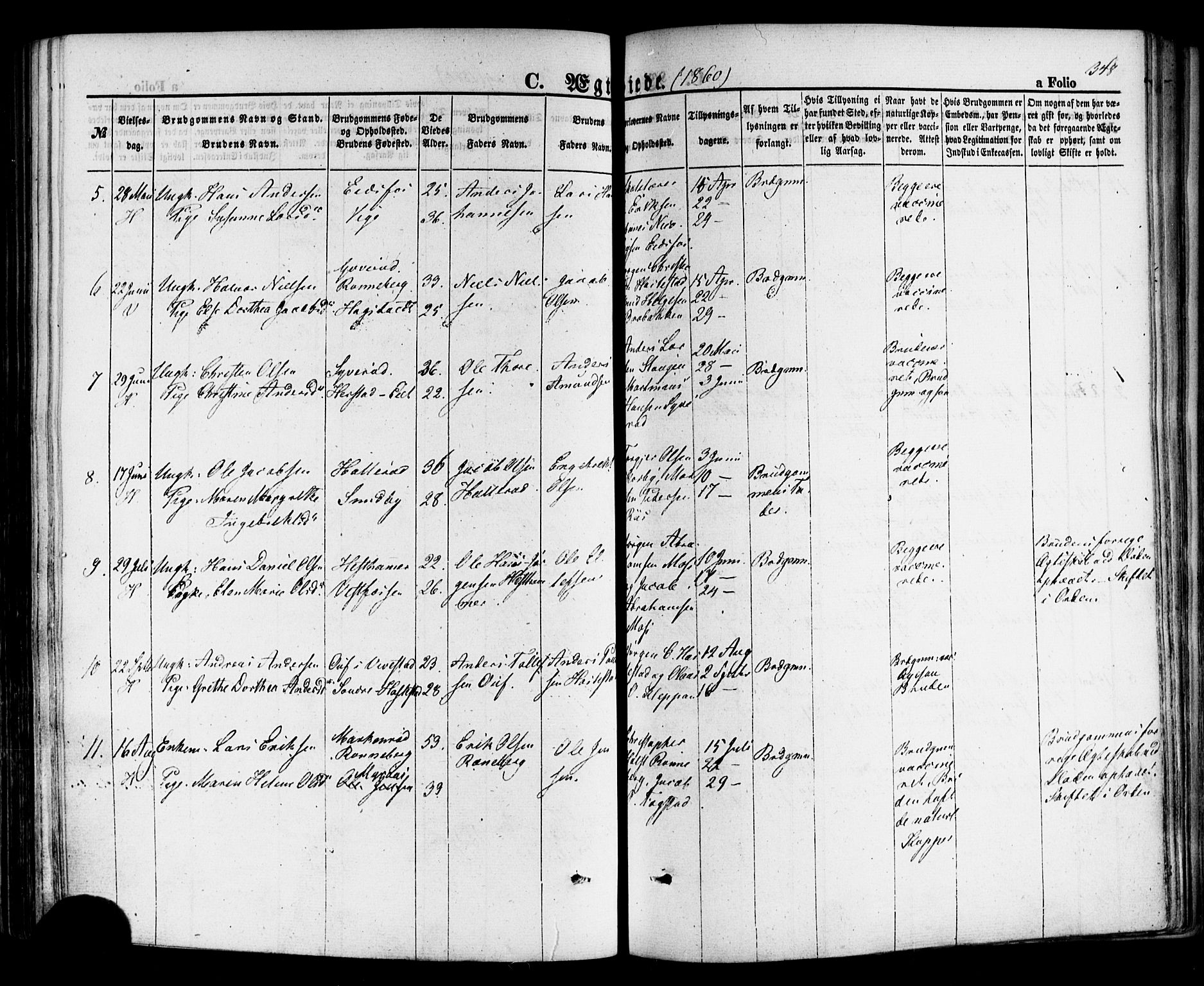 Hof kirkebøker, SAKO/A-64/F/Fa/L0006: Parish register (official) no. I 6, 1851-1877, p. 348