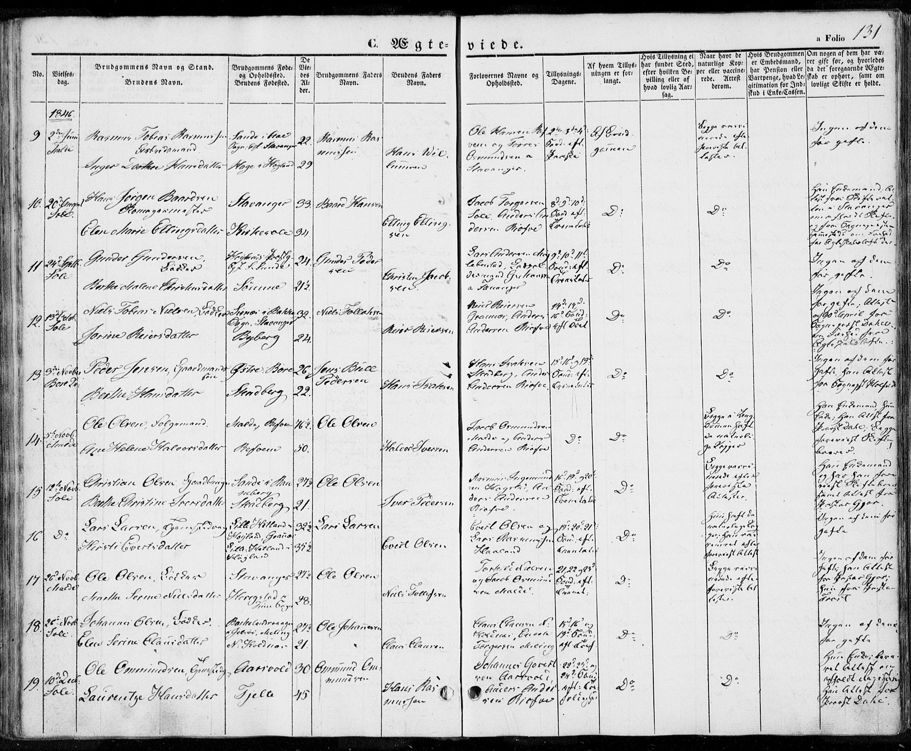 Håland sokneprestkontor, AV/SAST-A-101802/001/30BA/L0006: Parish register (official) no. A 6, 1842-1853, p. 131