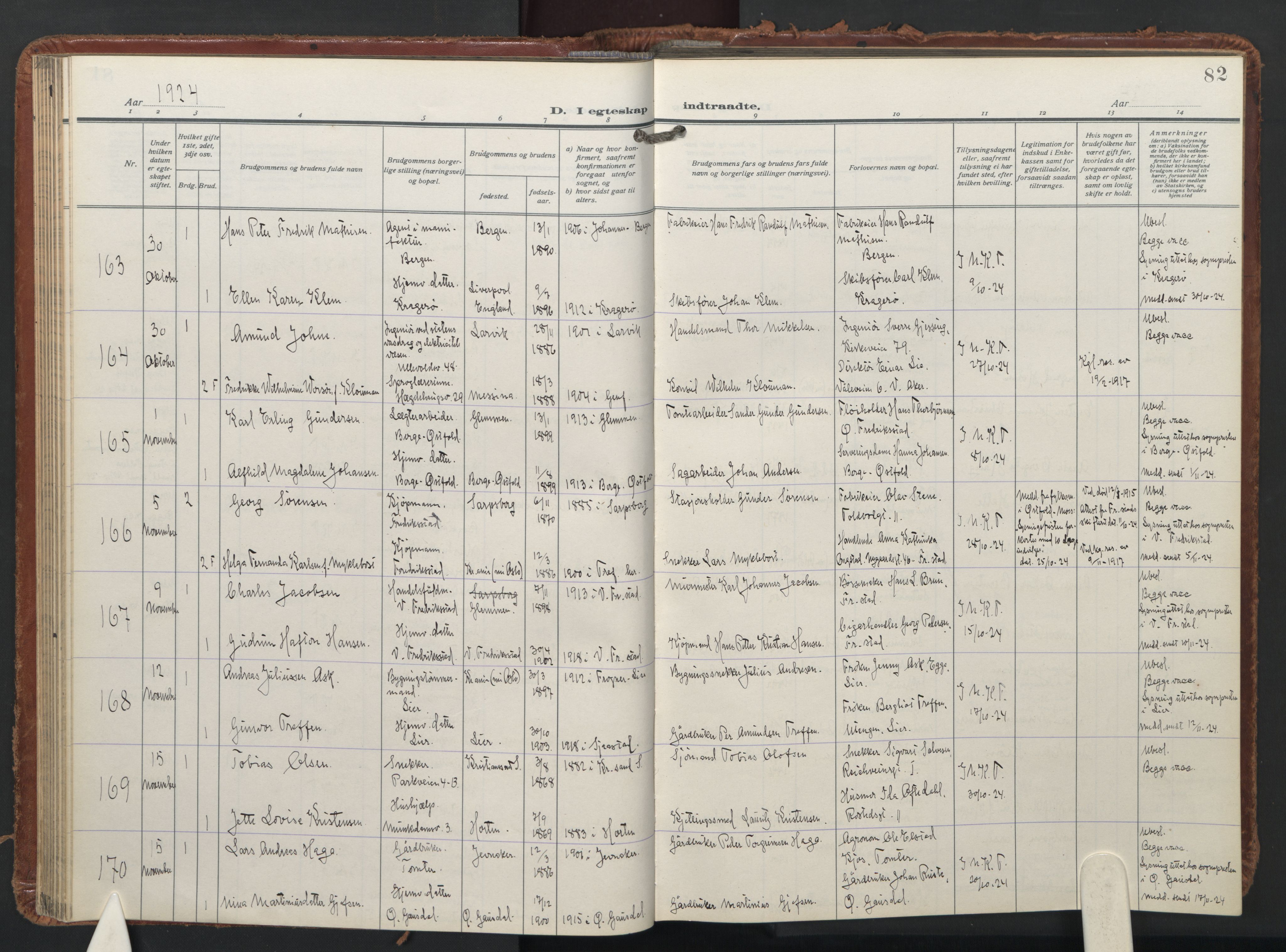 Trefoldighet prestekontor Kirkebøker, AV/SAO-A-10882/F/Fc/L0009: Parish register (official) no. III 9, 1922-1936, p. 82