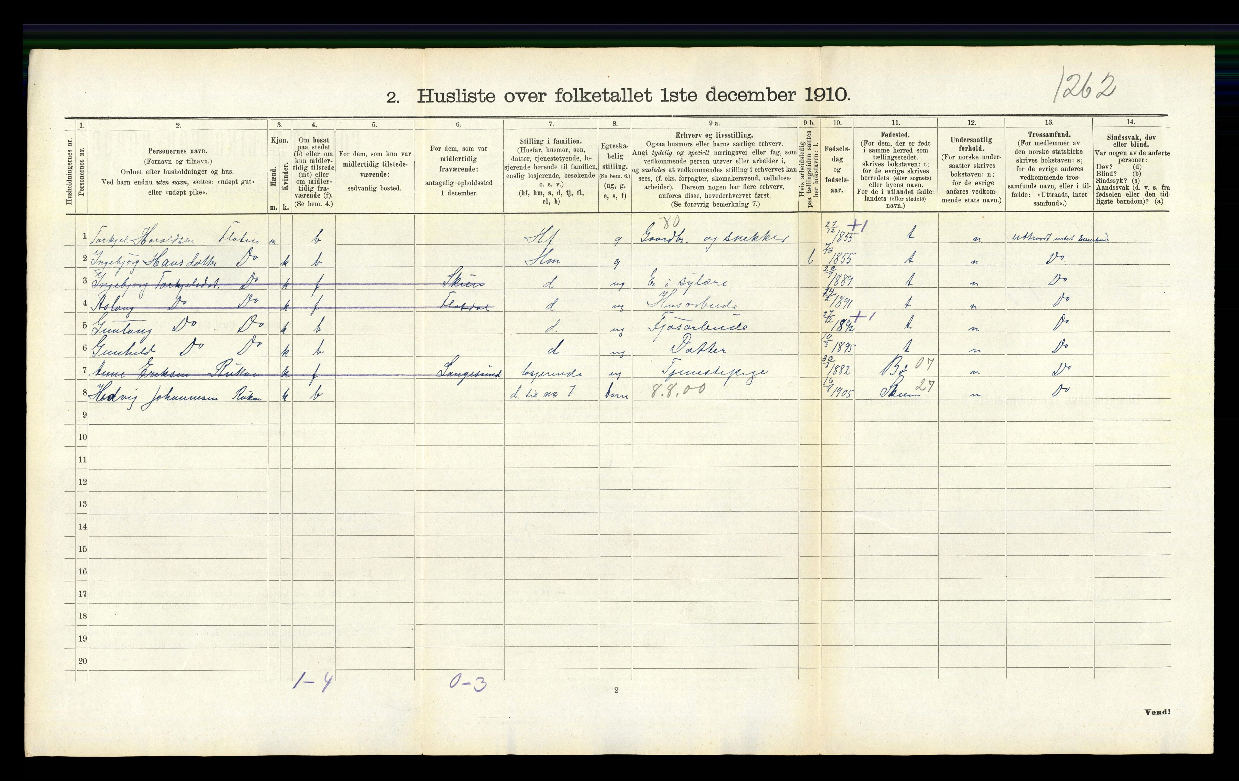 RA, 1910 census for Seljord, 1910, p. 606